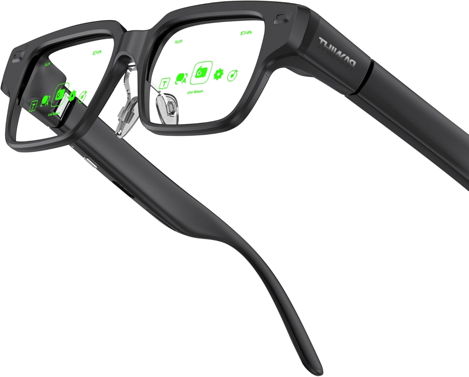 AiLens AI Glasses with 1200Nits Micro-OLED Dual Display, 37g Smart AR Glasses, AI Agent, Realtime Pop-up Message, Translation, Teleprompter for Speech, Music, Android & iOS