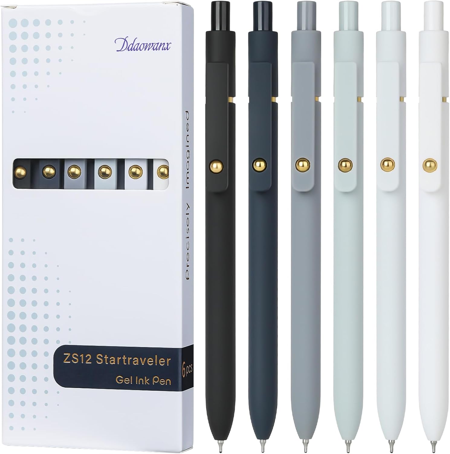 Ddaowanx Gel Pens, 0.7mm Quick Dry Black Ink,Fine Point Smooth Writing Pens,Office School Supplies,Gifts for Women Man(6Pcs Black White Gray, Black)