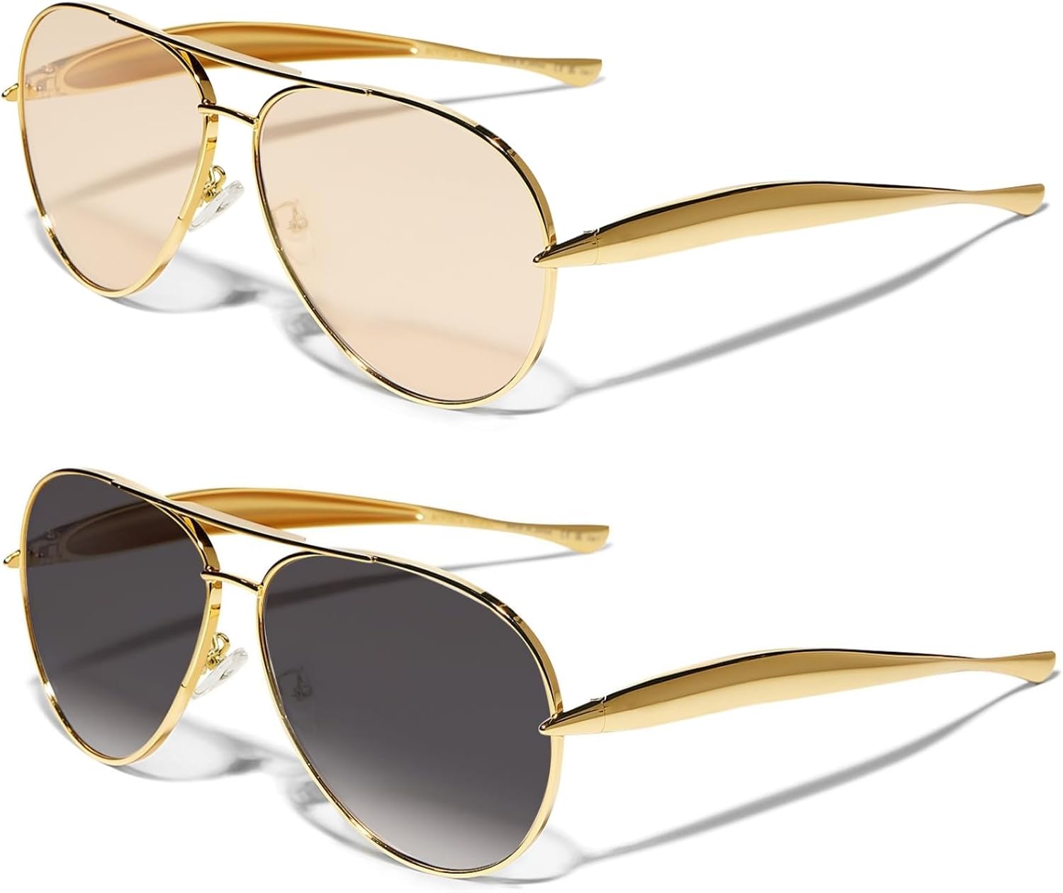 GUVIVI Retro Gold Aviator Sunglasses for Women Men 70s Metal Sun Glasses | 2026 Metal Oversized Aviators Accessories Pilot UV400 protection Vacation Travel Beach Outfits Must Haves