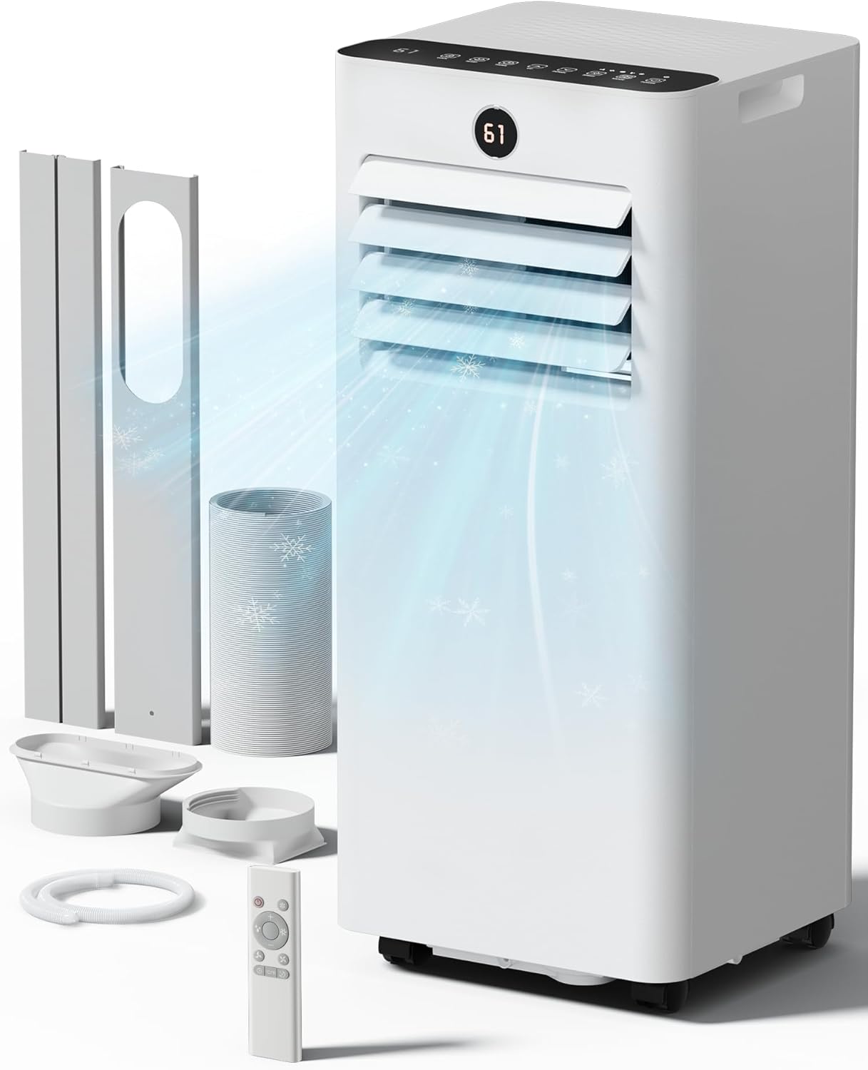MEPTY 8000BTU Portable Air Conditioners, Portable AC Unit with Dehumidifier, Sleep Mode, 24H Timer, Cools Room up to 350 sq.ft, Room Air Conditioners with Self-evaporation System for Bedroom
