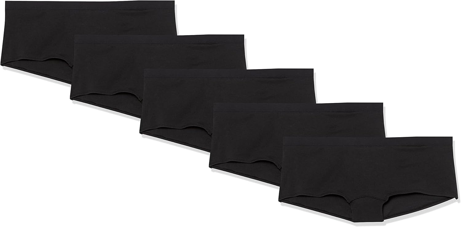 Amazon Essentials Women's Breathable Cotton Boyshort Underwear (Available in Plus Size), Pack of 5