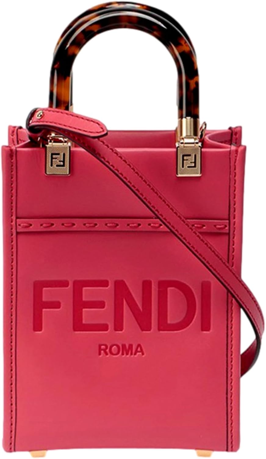 FENDI Sunshine Shopper Fuchsia Pink Small Handbag Crossbody Bag 8BS051 New