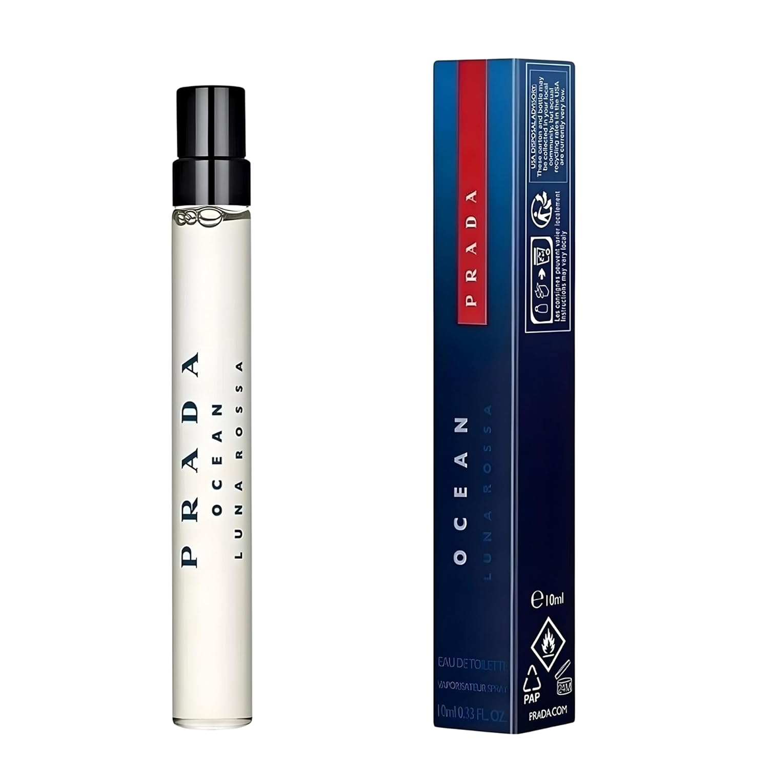 Prada Luna Rossa Ocean EDT For Men (0.33 Fl Oz) | Designer cologne, pocket size, fragrance sampler, TSA-friendly, luxury grooming essential, gift for men