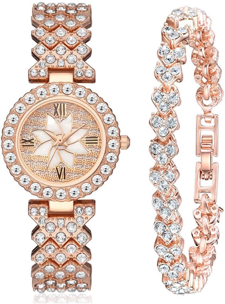 Women Luxury Watches Steel Band with Diamonds Bracelets Watches Set Quartz Wristwatch Wholesale