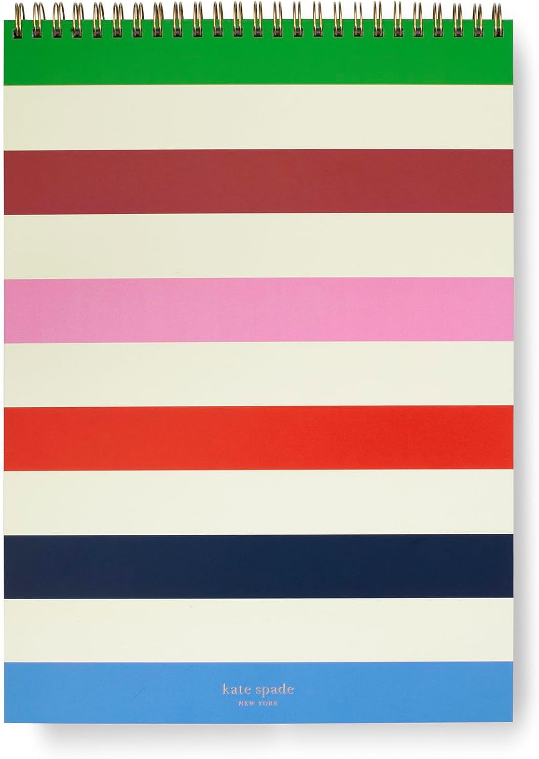 kate spade new york Top Spiral Notebook, Adventure Stripe | 11.75" x 8.5" Large Memo Journal with 160 Lined Pages, Flip Top Colorful Stripe Diary with Pocket Page for Cute Note Taking