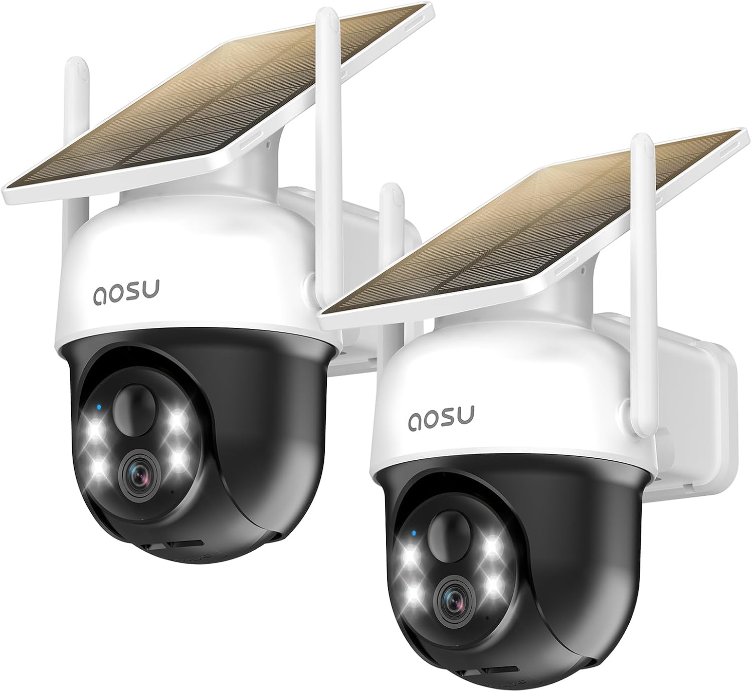 aosu Solar Camera Outdoor Wireless for Home Surveillance,Fixed Solar Panel | Easy to Set up,360° Full Coverage,Auto Person Tracking,2K Clarity&Full-Color Night Vision,Two-Way Talk,2.4GHz WiFi only