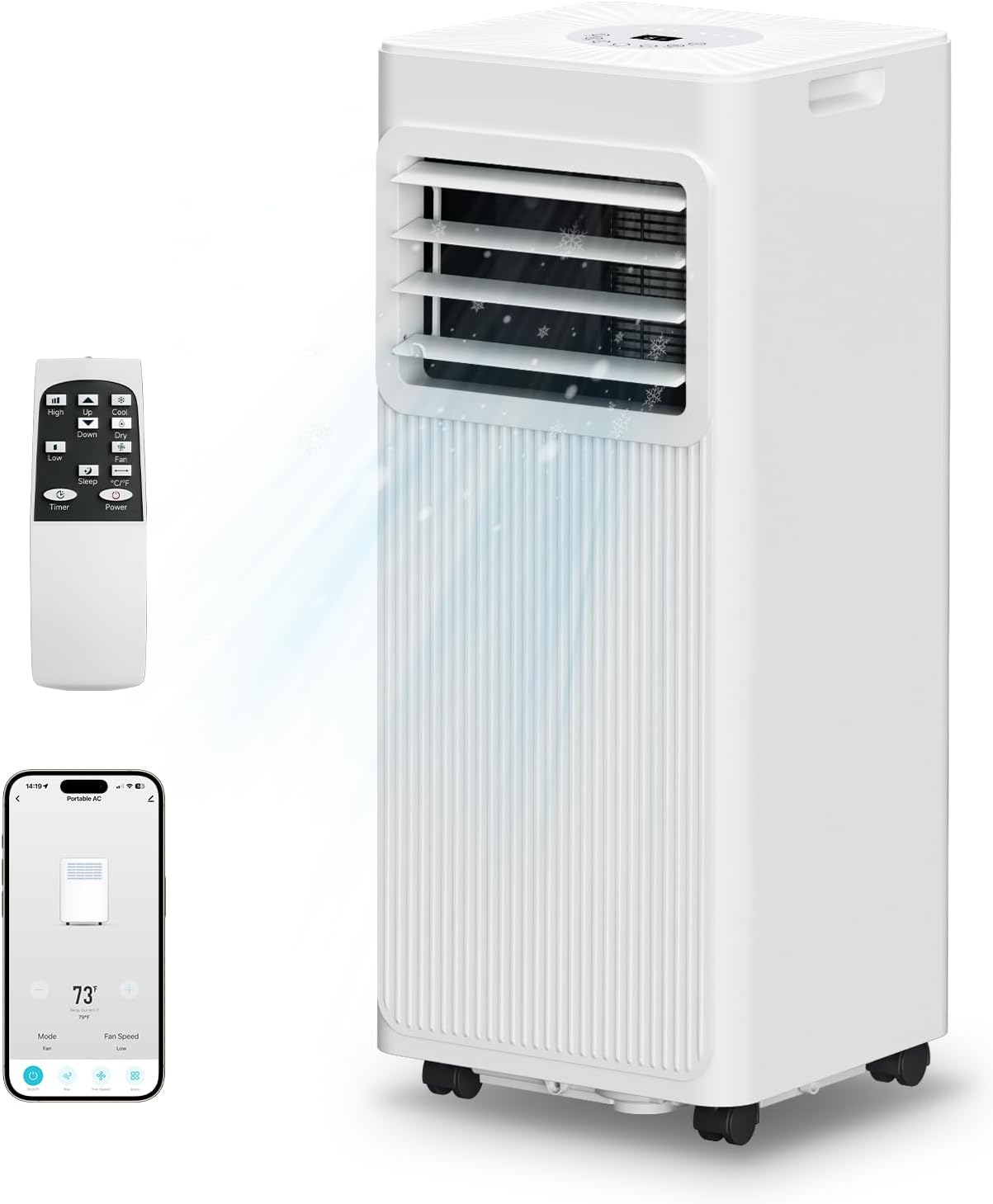 Portable Air Conditioners 16,000 BTU 5-in-1 Air Conditioner Portable Up to 850 Sq.Ft., Portable AC Unit with Cool, Fan, Dehumidifier, 24H Timer, Sleep Smart WiFi Remonte Installation Kit Included