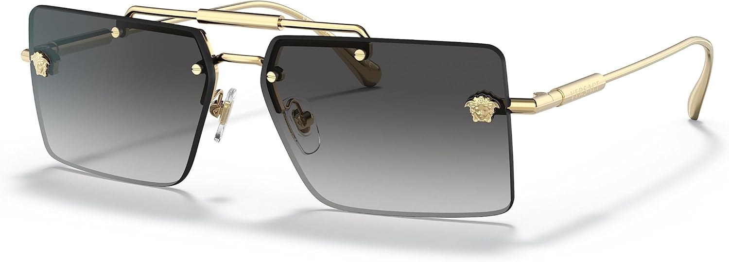 Versace Woman Sunglasses Gold Frame, Grey Gradient Lenses, 60MM