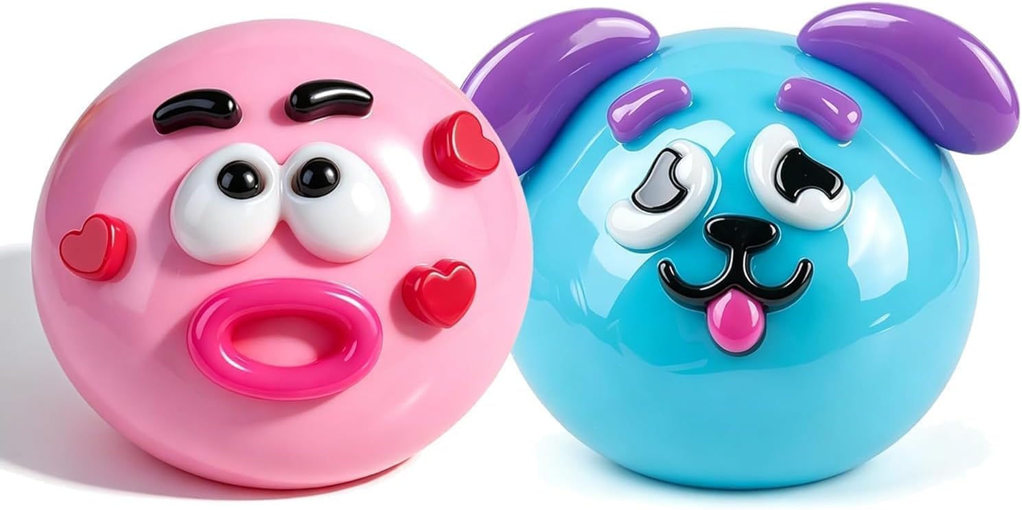 Smushers Squishy Curiosities - Ultra-Soft Slow Rising Stress Relief Toy for Adults, Cute Quirky Sensory Fidget Toy for Anxiety Relief, ADHD & Autism, Unique Office Desk Decor (Pink&Blue)