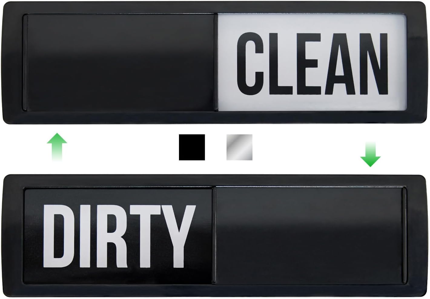 GORILLA GRIP Strong Dishwasher Magnet Clean Dirty Sign, Large Letters for Easy Read, Optional Adhesive Sticker for Non-Magnet Surfaces, Non-Scratch Sliding Dish Washer Magnets, Kitchen Decor, Black