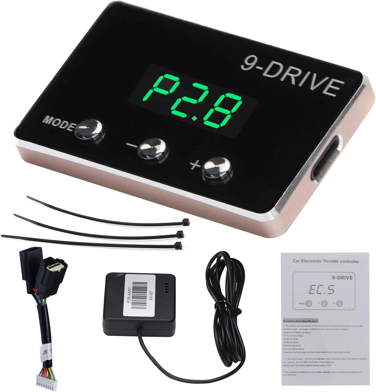 Throttle Response Controller, 9 Drive 9-Mode Smart Electronic Racing Pedal Accelerator for Dodge Challenger Charger Ram Durango Jeep Wrangler JK Grand Cherokee CHRYSLER (807)