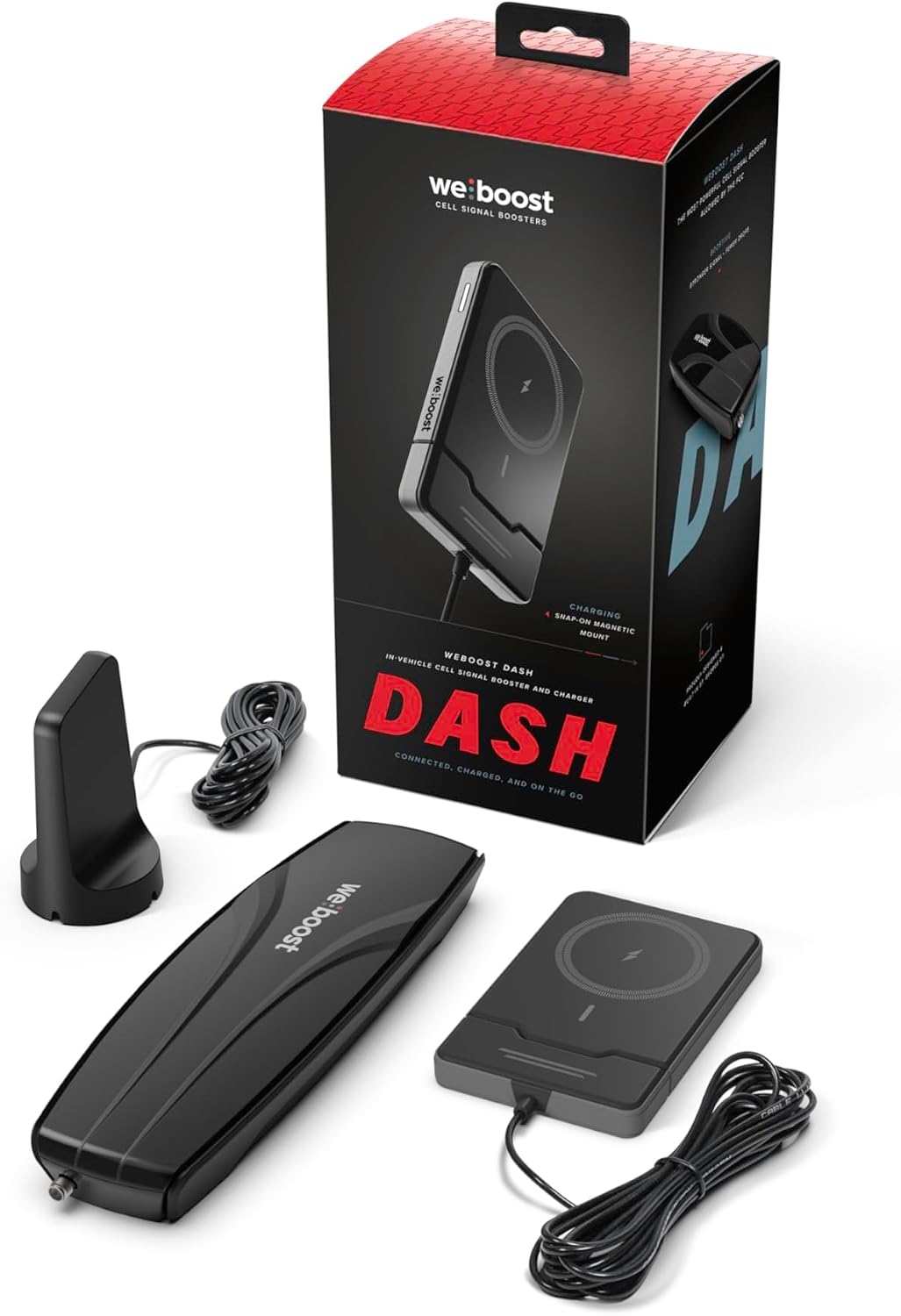 weBoost Dash Cell Phone Signal Booster with Wireless Charger | Boosts 5G/4G LTE for All US Carriers | Truck, Car, SUV | Magnetic Mount | FCC Approved