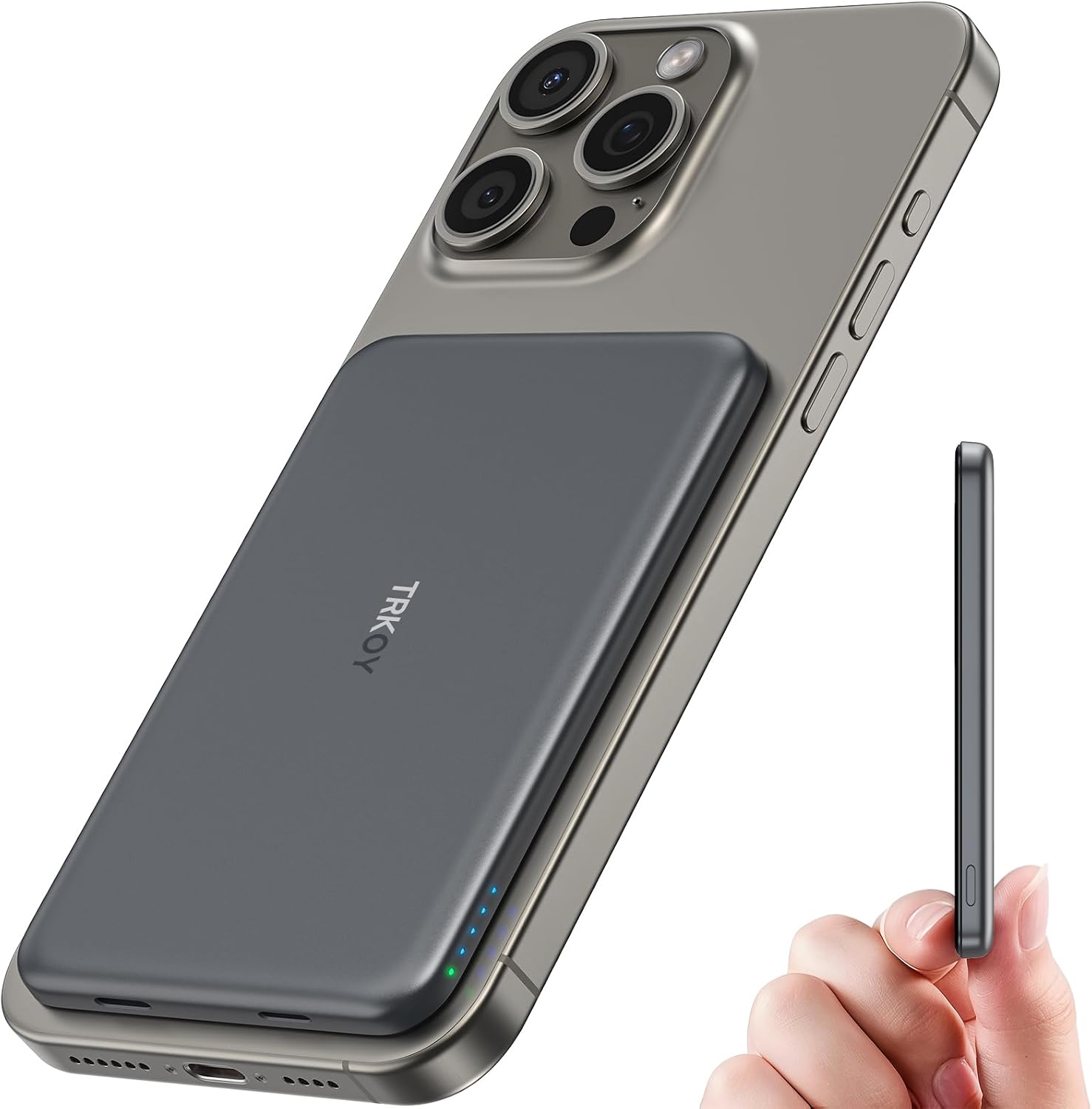 for Magsafe Portable Charger,5000mAh Slim Wireless Magnetic Power Bank with USB C Charging,Travel Essential for Magsafe Battery Pack Compatible with iPhone 17/16/15/14/13/12 Series,Graphite Gray