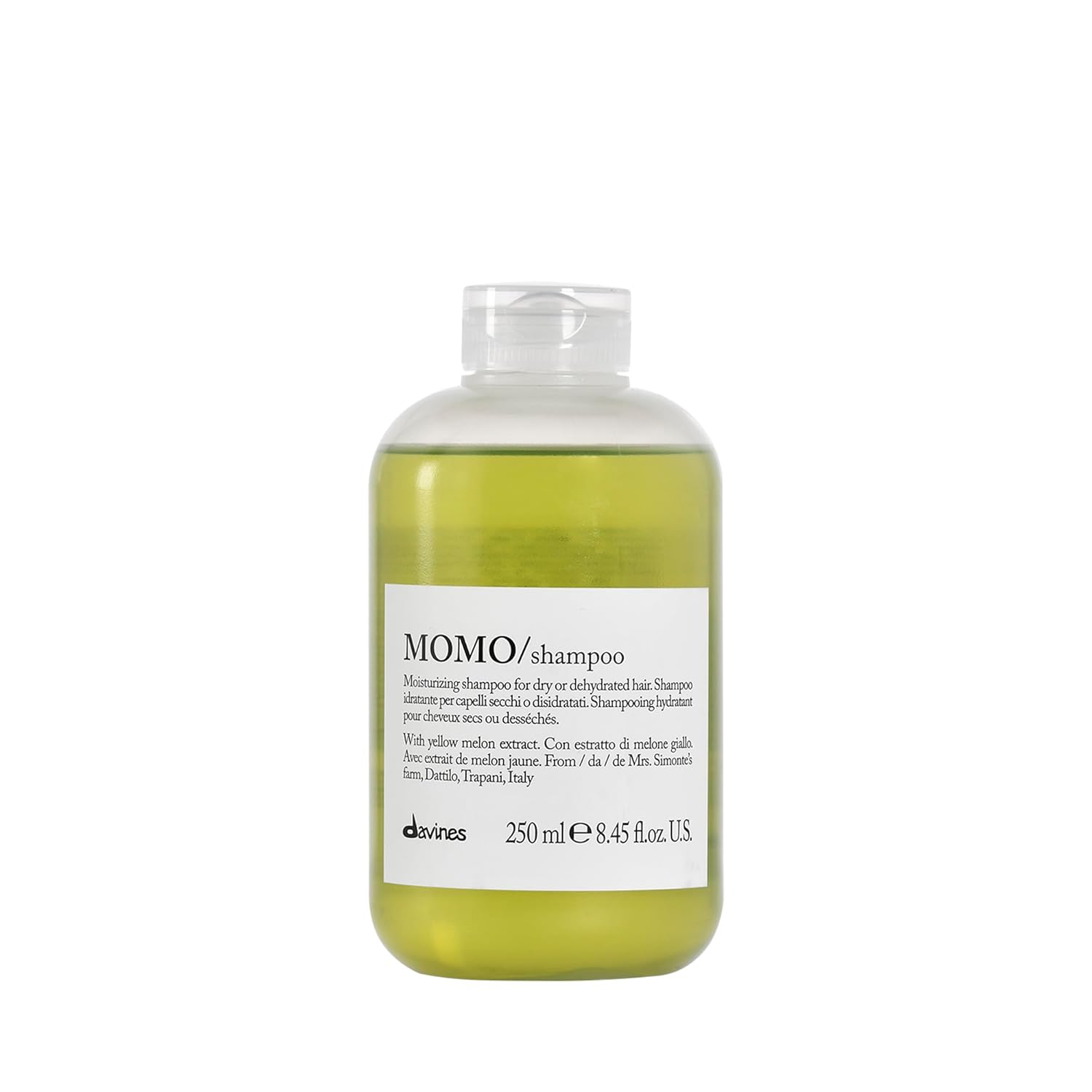 Davines MOMO/Shampoo, Moisturizing Gel Shampoo for Dry or Dehydrated Hair - Deeply Hydrates with Apricots - Gentle Cleanser Restores Softness, Shine & Moisture