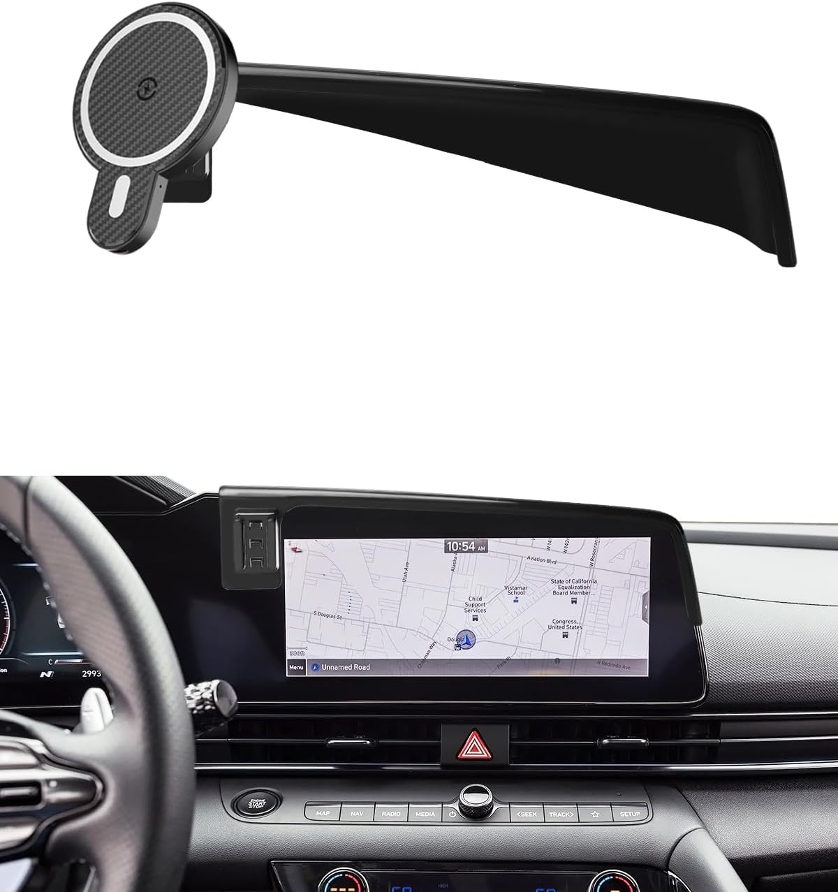 PZK Car Phone Mount for Hyundai Elantra 2021-2026 8-Inch/10.25-Inch Screen | Magnetic 15W Fast Wireless Charger Car Phone Holder SE/SEL/Sport/Limited/N Line Accessories 360° Rotation Not Block Vent