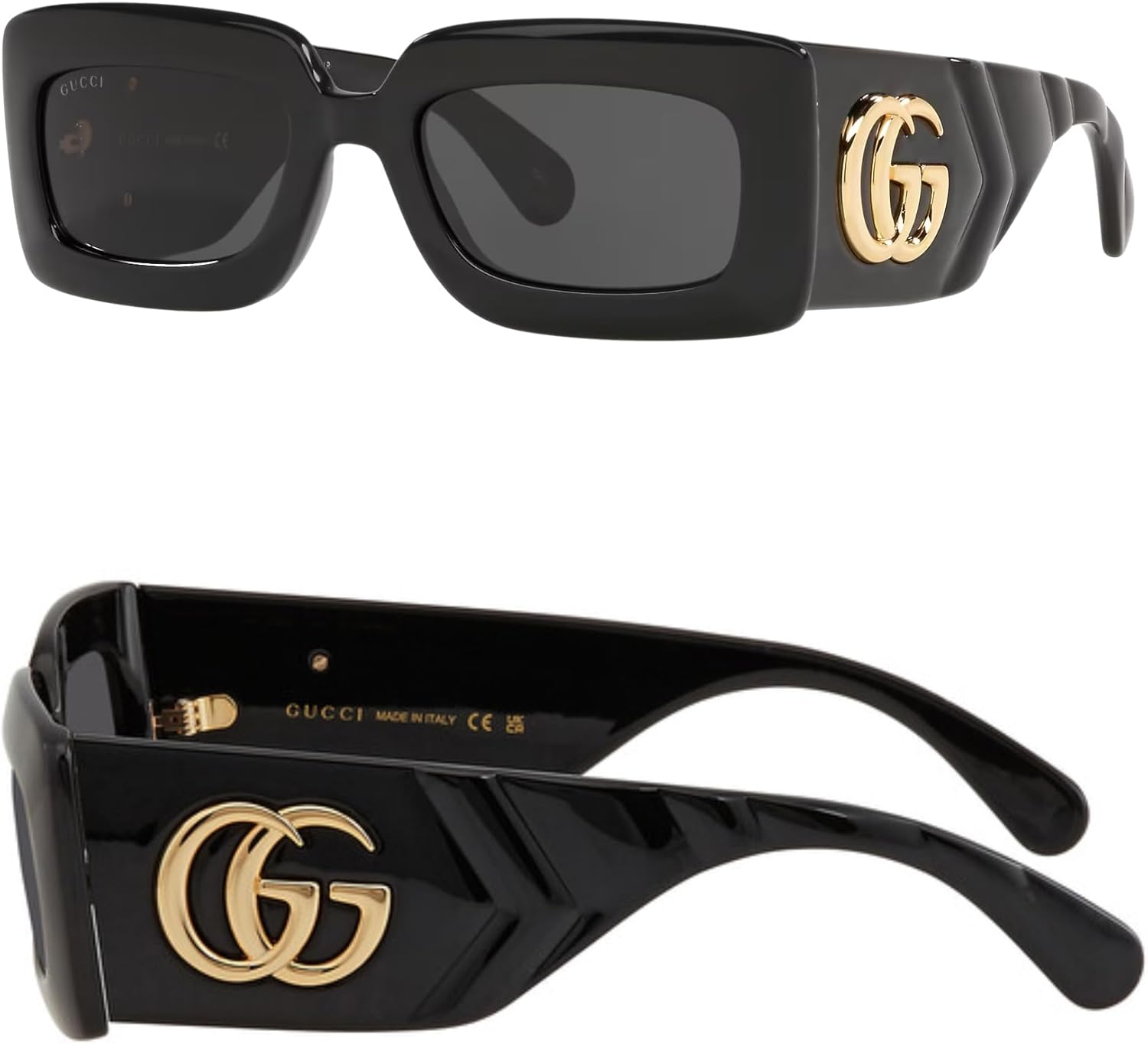 Gucci GG0811S GG Running Logo Rectangular -Shaped Non-Polarized Sunglasses for Women – Includes Luxury Eyewear Kit – Black Frame with Grey Lens