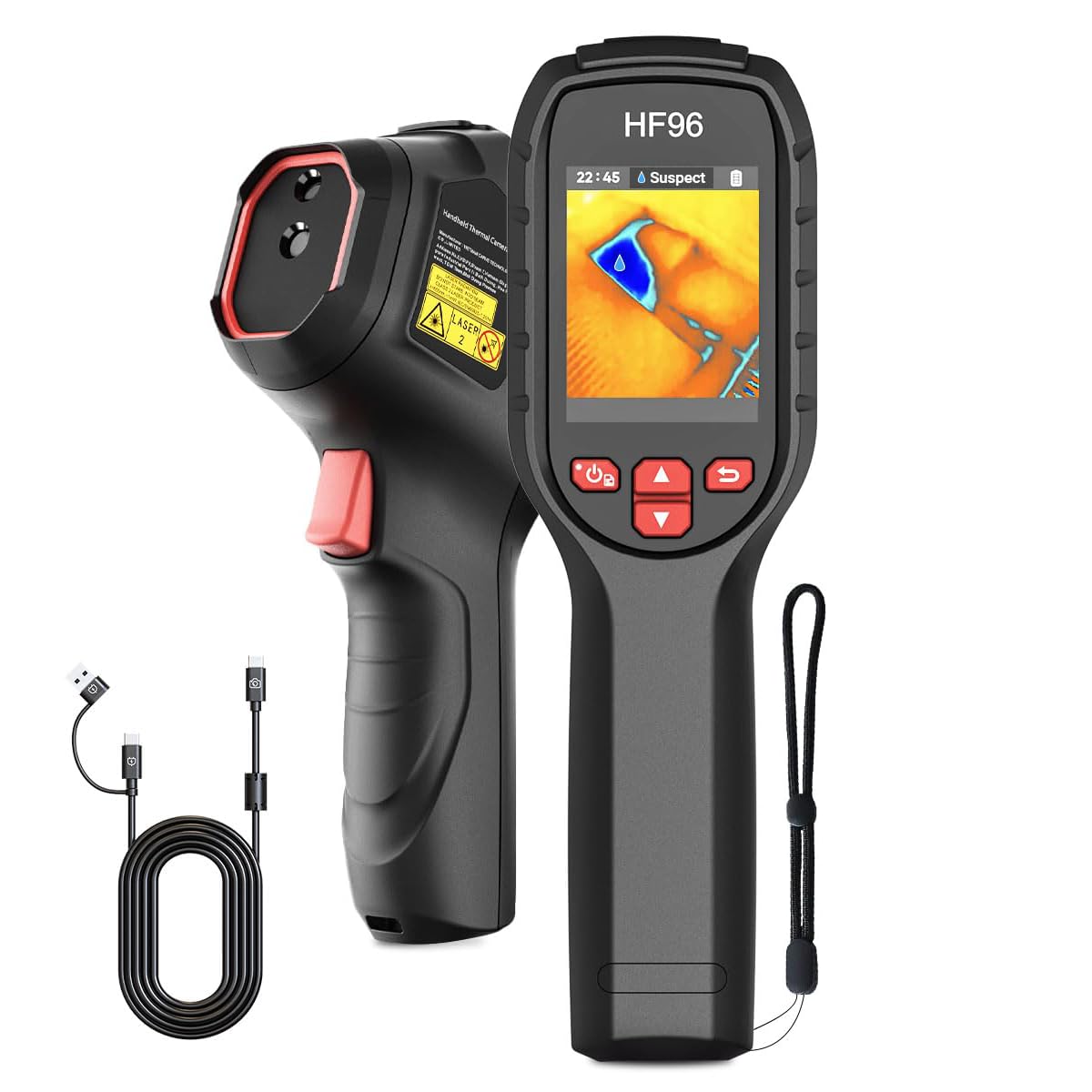 HF96 Thermal Camera with AI Scene Detection, Laser Pointer, -4°F~1022°F | 240x240 Super Resolution, Thermal Imaging Camera for HVAC Electrical Building Inspection,25Hz Infrared Camera,11h Runtime