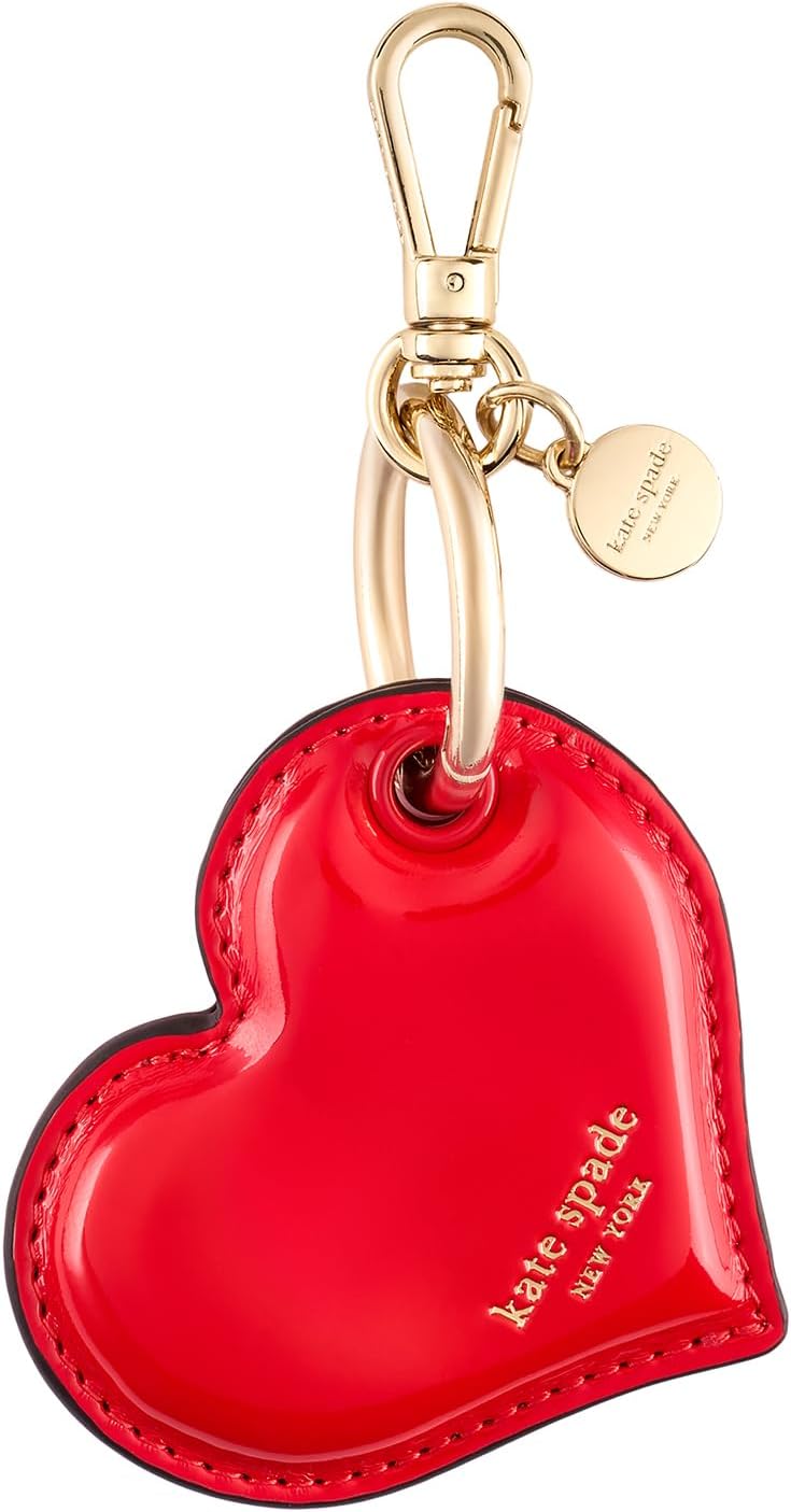 kate spade new york AirTag Charm Keychain - Heart-Shaped AirTag Holder | Stylish & Lightweight AirTag Holder with Luxe Gold Ring Clip for Bags, Luggage, Keys & More - Classic Red Heart-Shaped Design