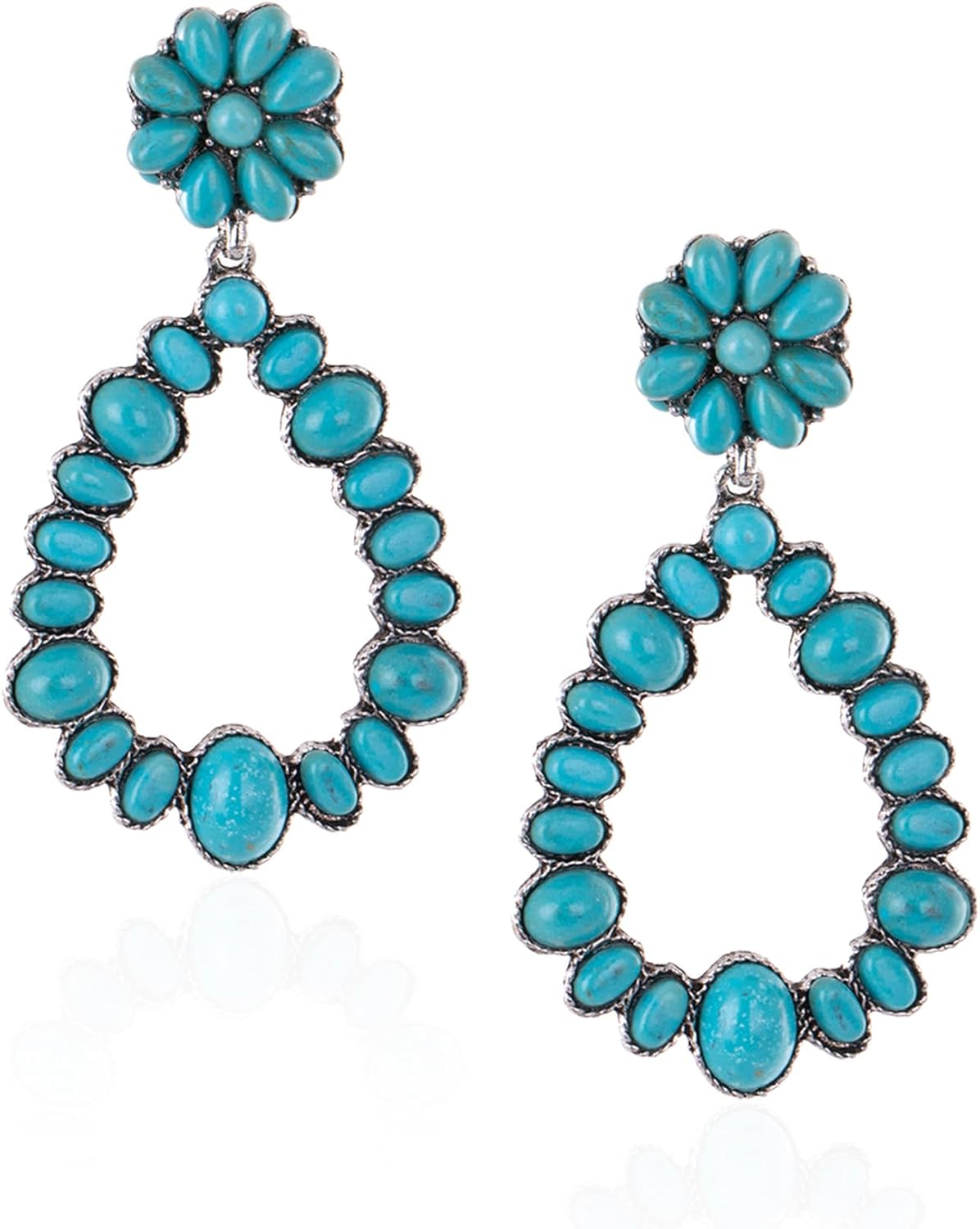 Rustic Couture's Western Turquoise Earrings for Women Statement Western Country Jewelry