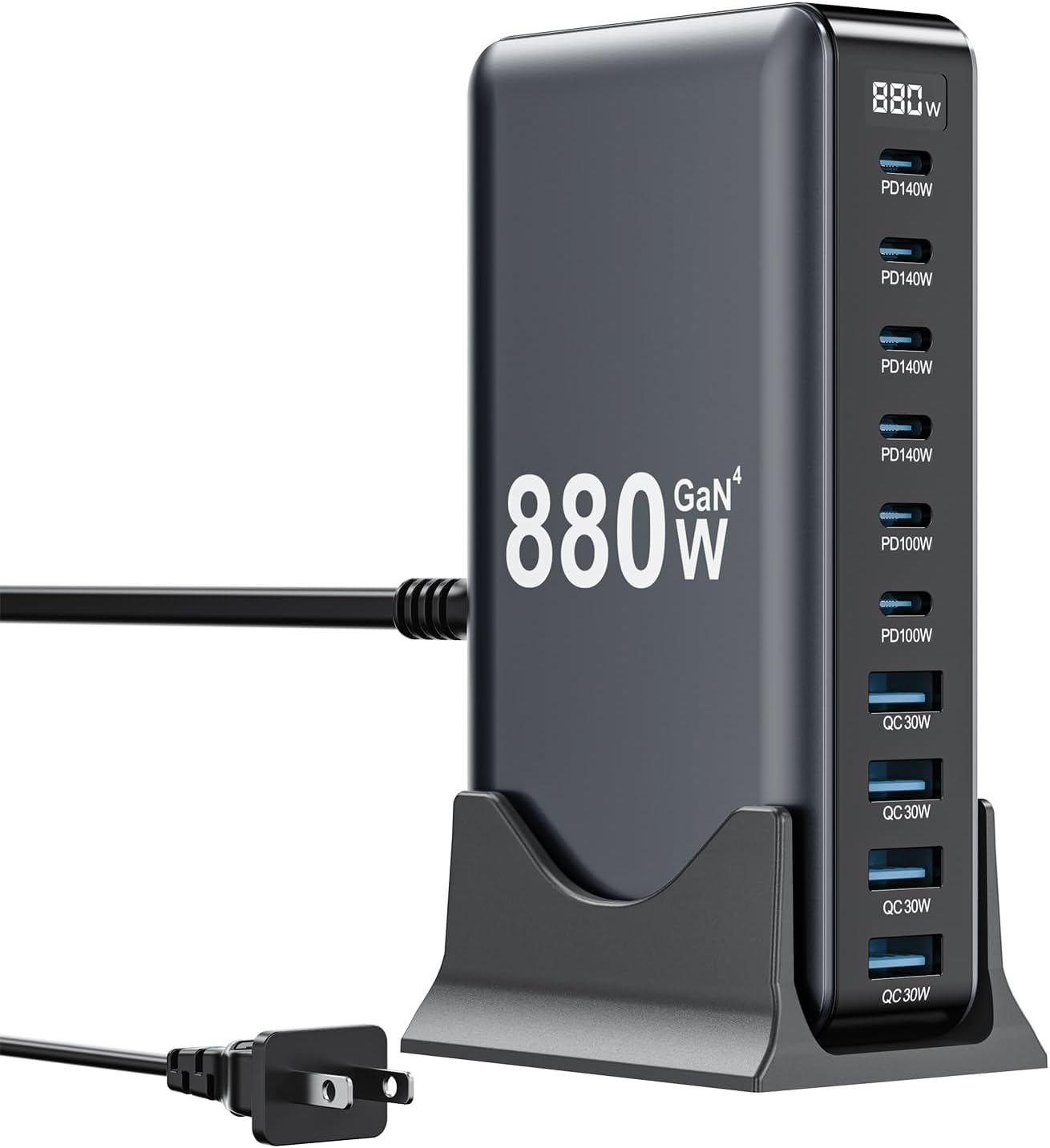 880W USB C Charger Block,10-Port USB C Charging Station GaN IV Travel Essentials Multiple Port Charging Station,140W Laptop Fast Charger Adapter for MacBook Pro/Air,DELL,iPad,iPhone,Samsung Galaxy