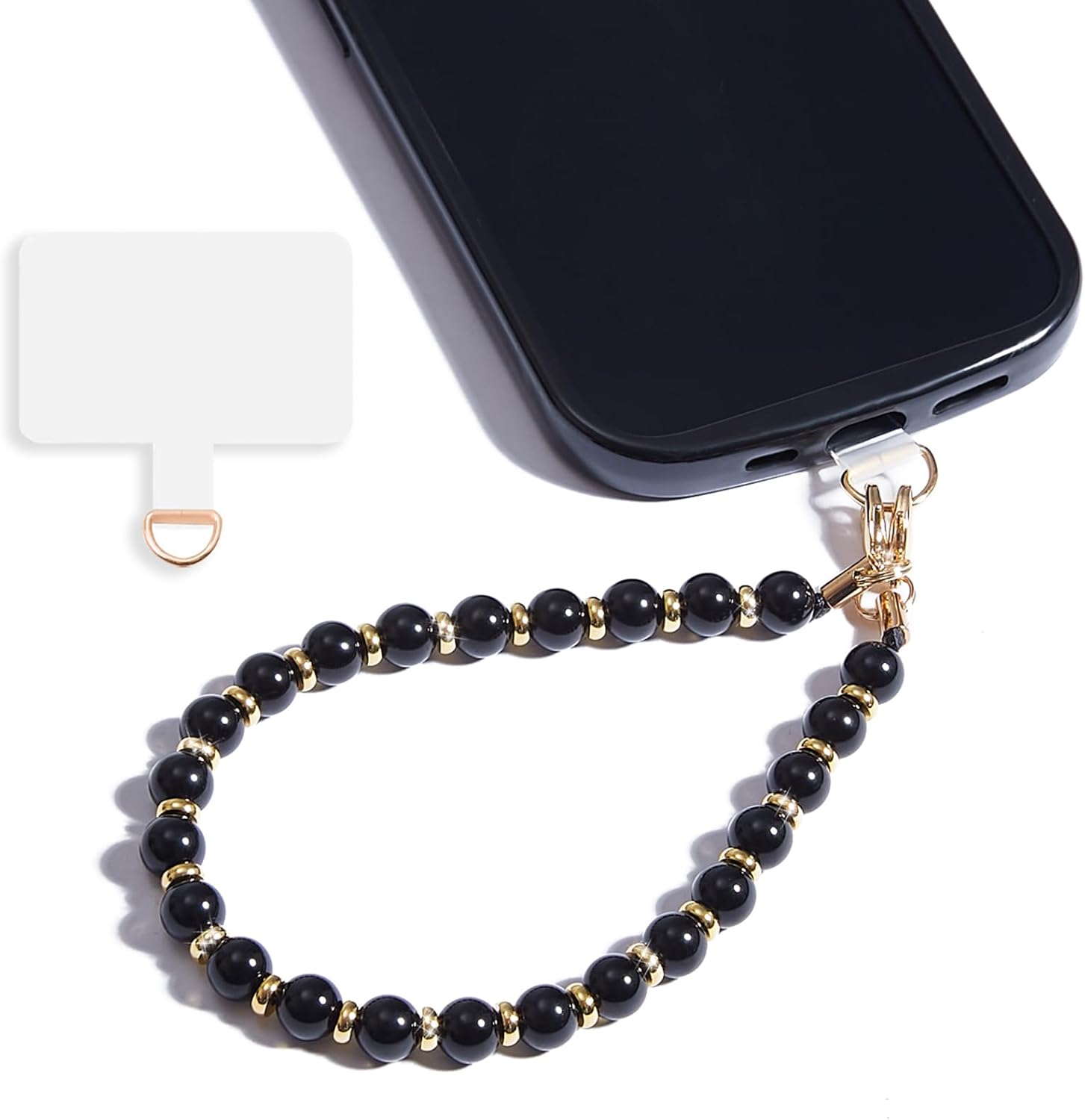 Marble Beaded Phone Wrist Strap for Women, Detachable Design | 304 Steel Core, detachable phone wristlet with tether tab, keeps your phone secure for shopping, travel and daily use.