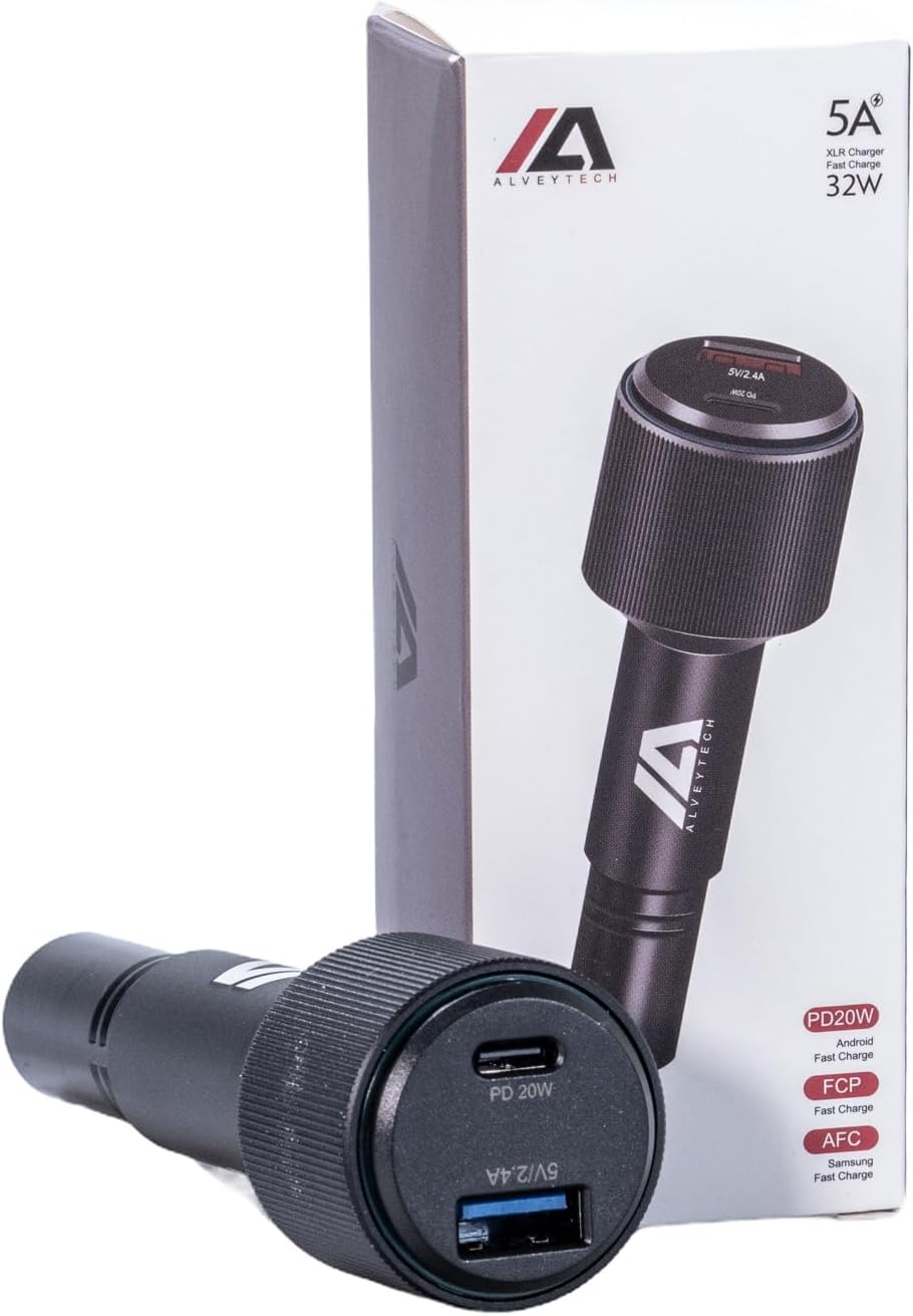 AlveyTech XLR Dual Port Charger Adapter with USB-A & USB-C - for Charging Cell Phone and Accessories on Electric Mobility Scooter, Power Chair, Wheelchair, Recreational Bikes, & Scooters