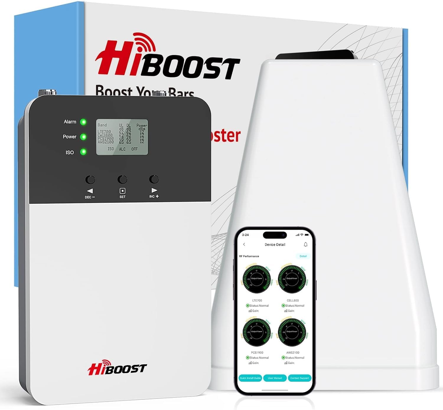 HiBoost Cell Phone Signal Boosters for Home, 5G 4G LTE Up to 5,500sq ft, Support All US Carriers-Verizon,AT&T,T-Mobile &More, Cell Signal Booster for Home, FCC Approved