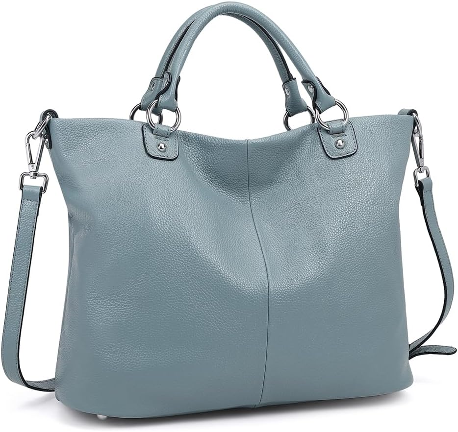 Kattee Genuine Leather Tote Purse for Women, Top Handle Satchel | Soft genuine leather tote with roomy storage and versatile carry for work, shopping, and travel.