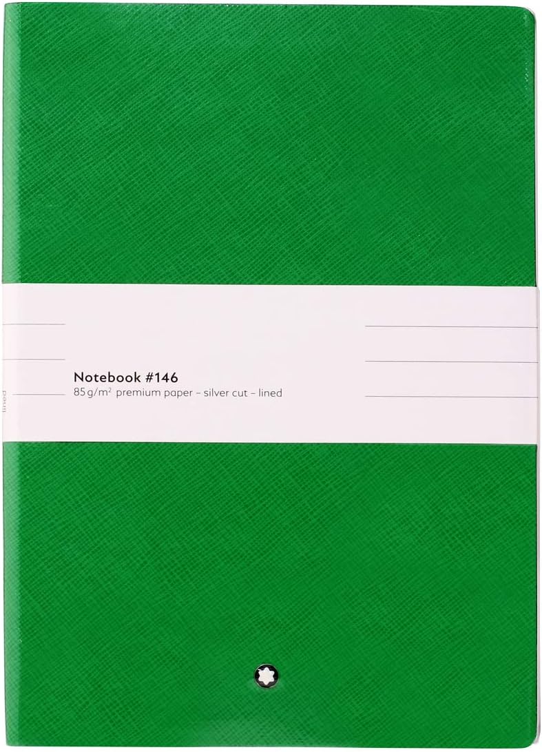 Montblanc Notebook 116518 Fine Stationery #146 Green – Elegant Soft Cover Journal – Lined Notebook with Leather Binding – A5