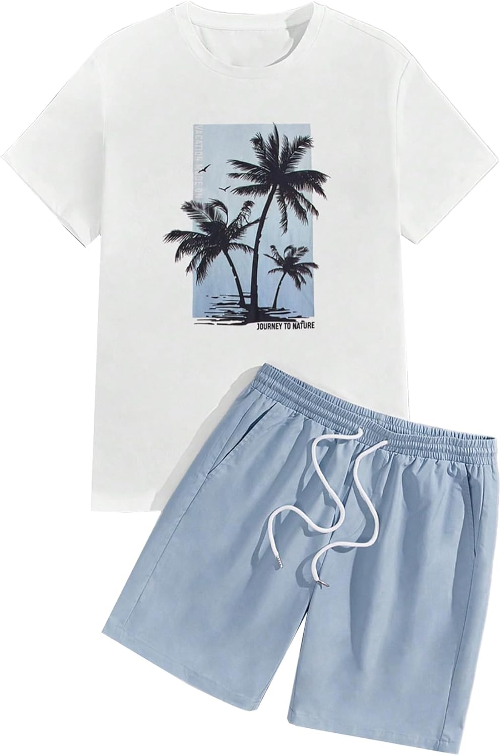 SOLY HUX Men's Summer Tracksuit 2 Piece Beach Outfit Tropical Print Tee and Shorts Set
