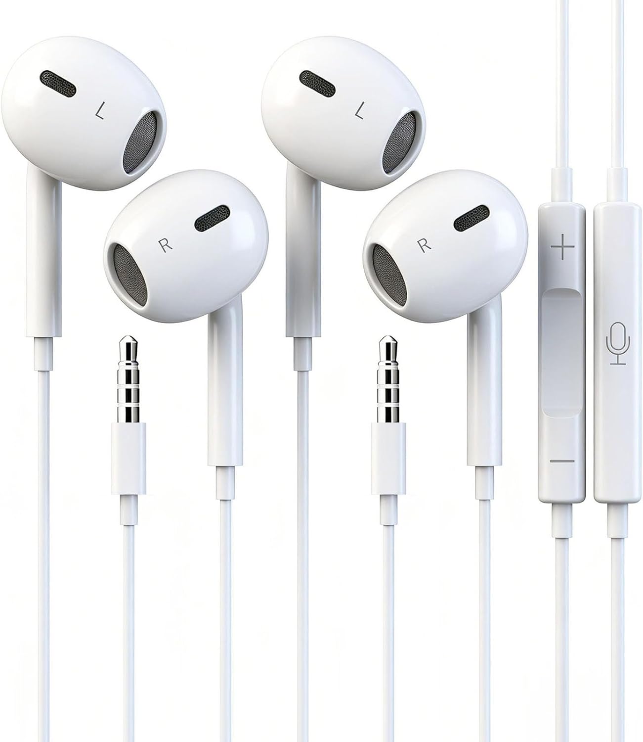 2 Packs Wired iPhone Earbuds Headphones 3.5mm Earphones with Microphone & Built-in Remote Compatible for iPhone, iPad, iPod, Laptop, PC, Android, MP3/4 Most 3.5mm Audio Devices for School