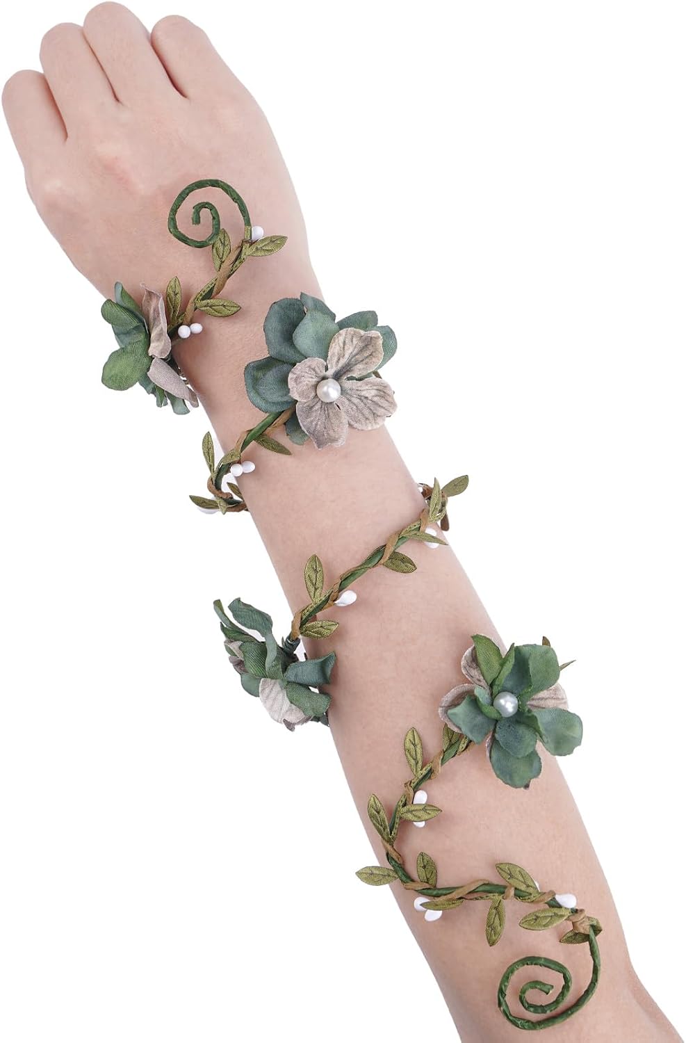 FRESHME Renaissance Fairy Floral Arm Wrap - 1 PC Elf Bracelet Forest Mother Nature Costume Renfaire Cosplay Fairy Accessories