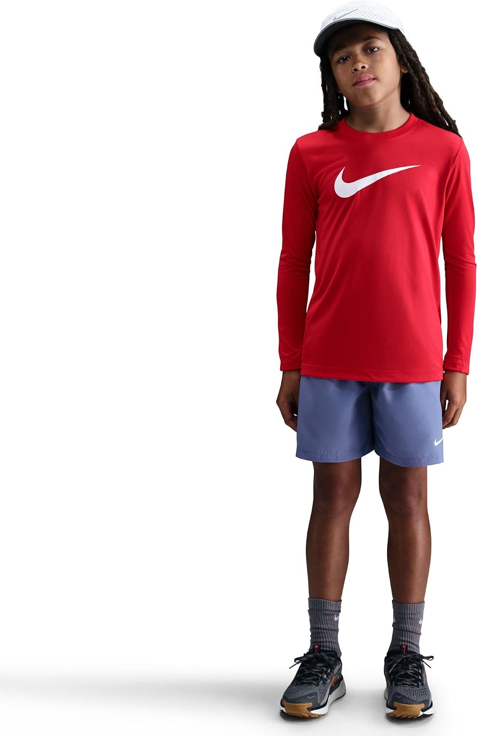 Nike Unisex Big Kids' Legend Dri-FIT Long-Sleeve T-Shirt (Large Swoosh Logo) - Boys and Girls