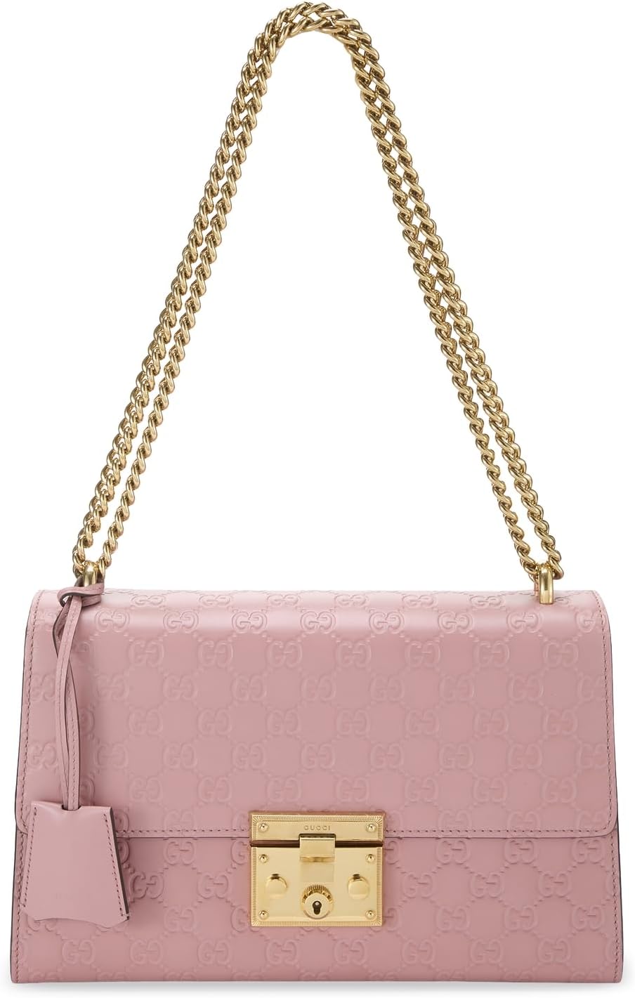 WHAT GOES AROUND COMES AROUND Women's Pre-Loved Gucci Pink Guccissima Padlock Shoulder Bag Medium