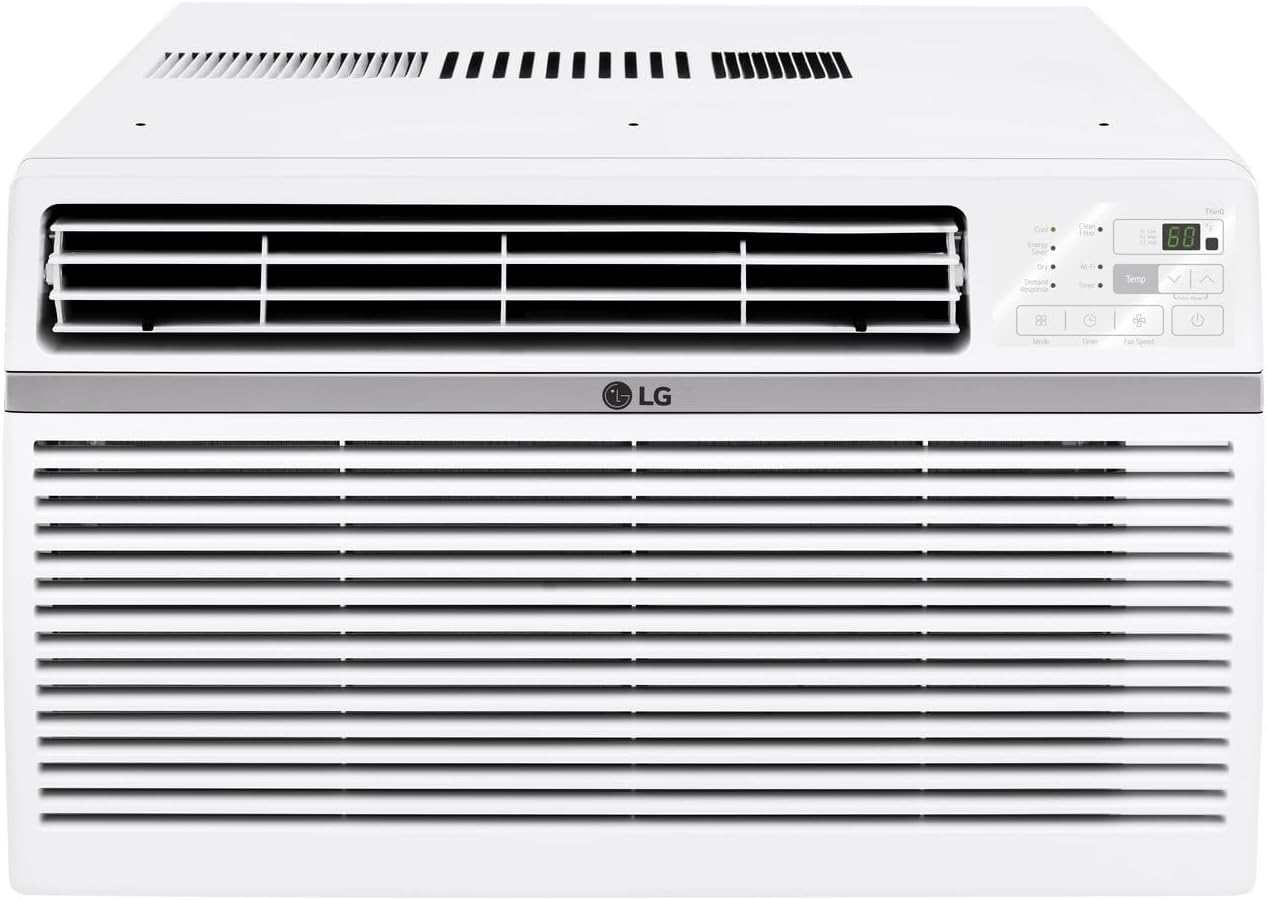 LG 14,000 Window Air Conditioner, 115V, 700 Sq.Ft. (25' x 28' Room Size), Quiet Operation, Electronic Control with Remote, 3 Cooling & Fan Speeds, Auto Restart, 14000 BTU, White