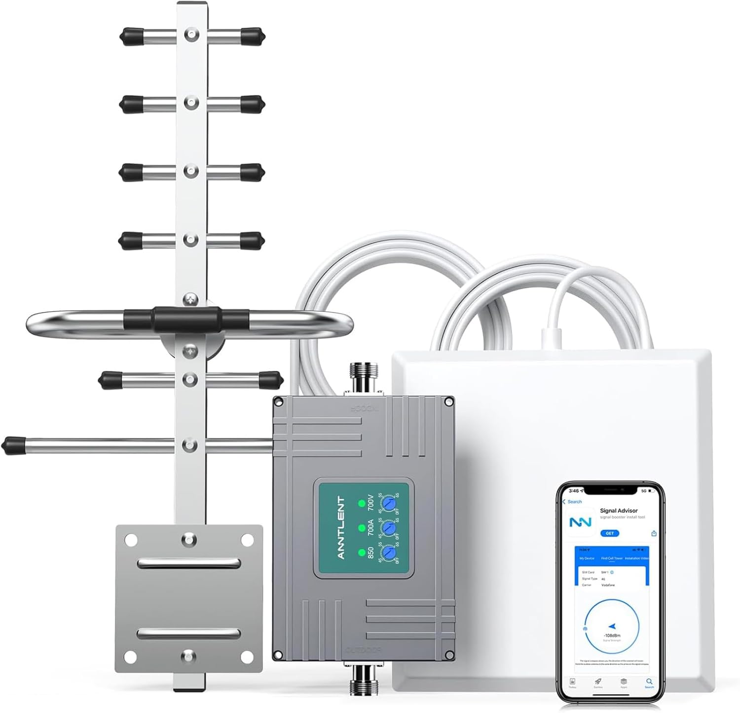 Cell Phone Signal Booster for All Carriers on Band 5/12/13/17 | Up to 4,500 Sq Ft | Boost 5G & 4G LTE Signal for Verizon, AT&T, T-Mobile | 65dB Cellular Repeater with High Gain Antenna | FCC Approved 