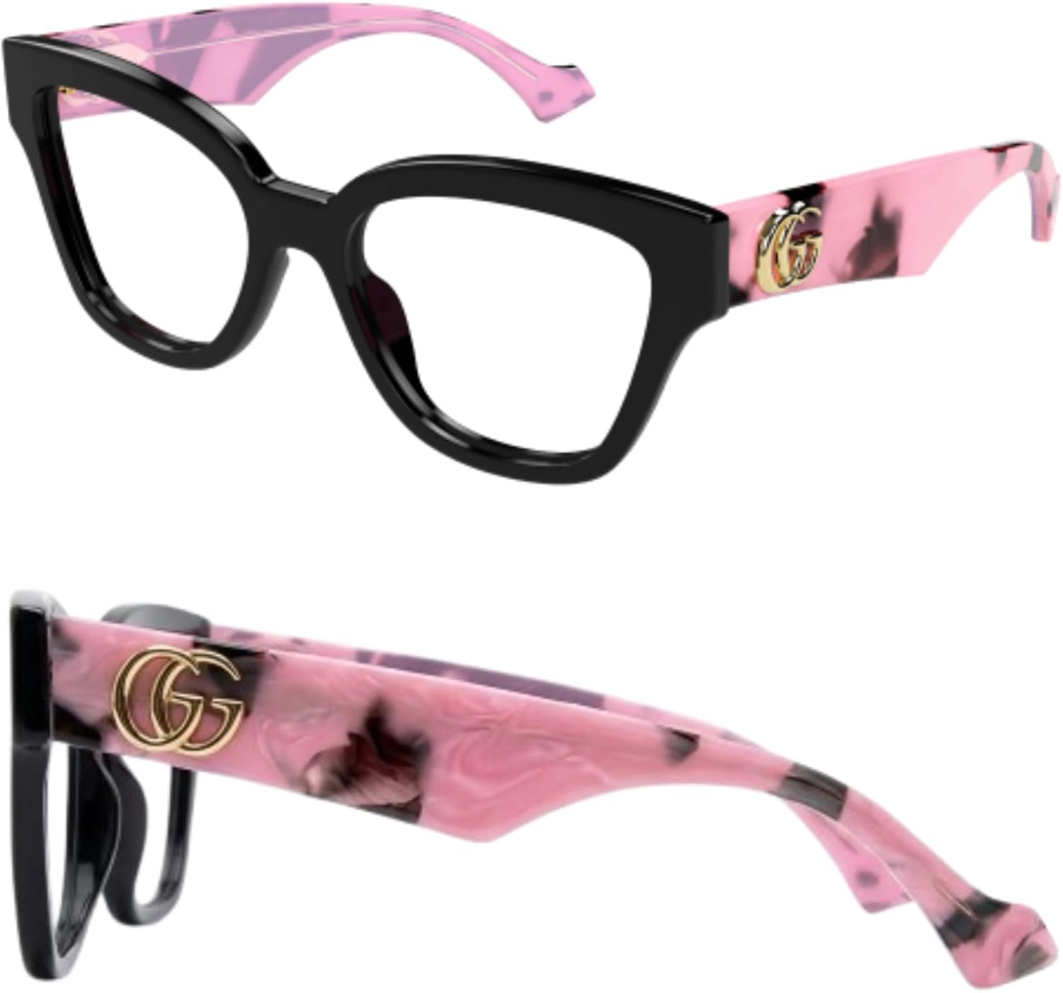 Gucci GG1424O Narrow Cat-Eye Shape GG Running Logo Eyeglasses with Luxury Eyewear Kit
