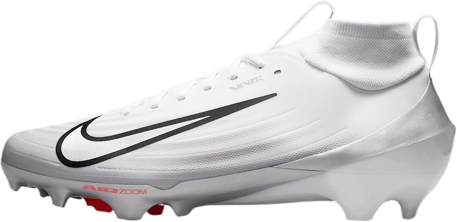 Nike Vapor Pro 1 Football Cleats (HM8850-104, White/Midnight Navy/Metallic Silver/Black)