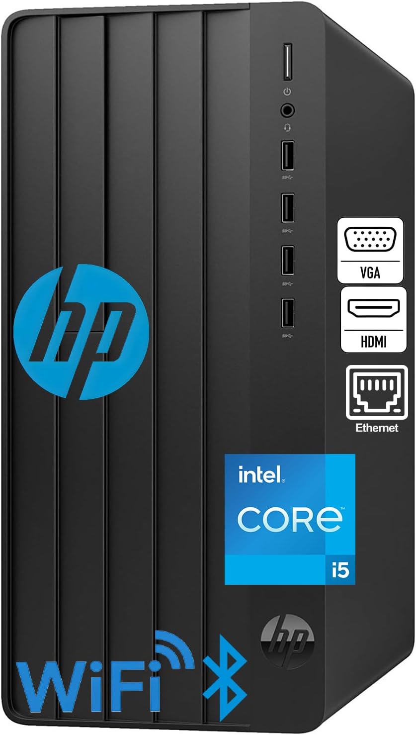 HP Desktop Computers Tower PC for Home and Business, Intel 14-Core i5-13500, 32GB DDR4 RAM, 1TB PCIe SSD, UHD Graphics 770, WiFi 6, Bluetooth 5.3, RJ-45, HDMI, VGA, Keyboard and Mouse, Windows 11