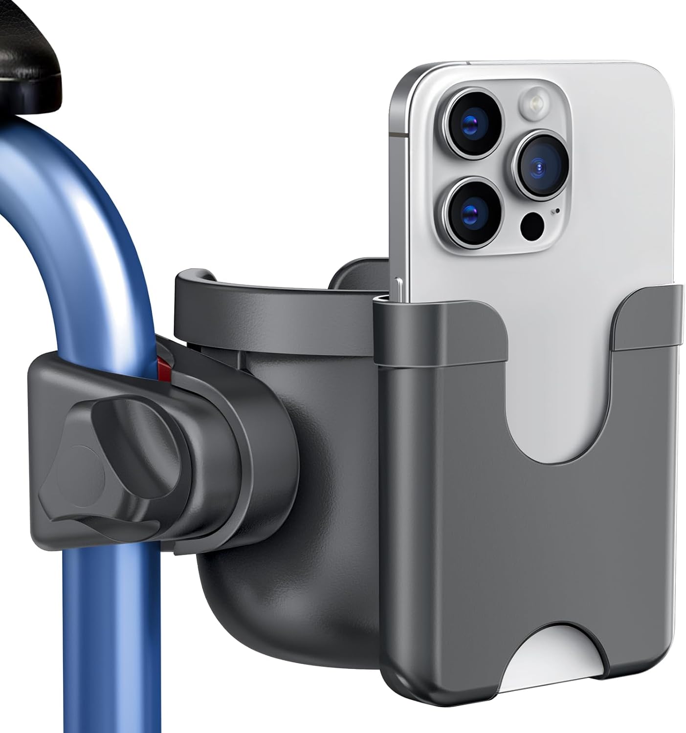 Guiseapue Cup Holder for Walker, Wheelchair Cup Holder with Phone Holder, Rollator Accessories for Seniors & Adults, Drink Holder for Rolling Walker, Wheelchair, Bike, Mobility Scooter, Stroller