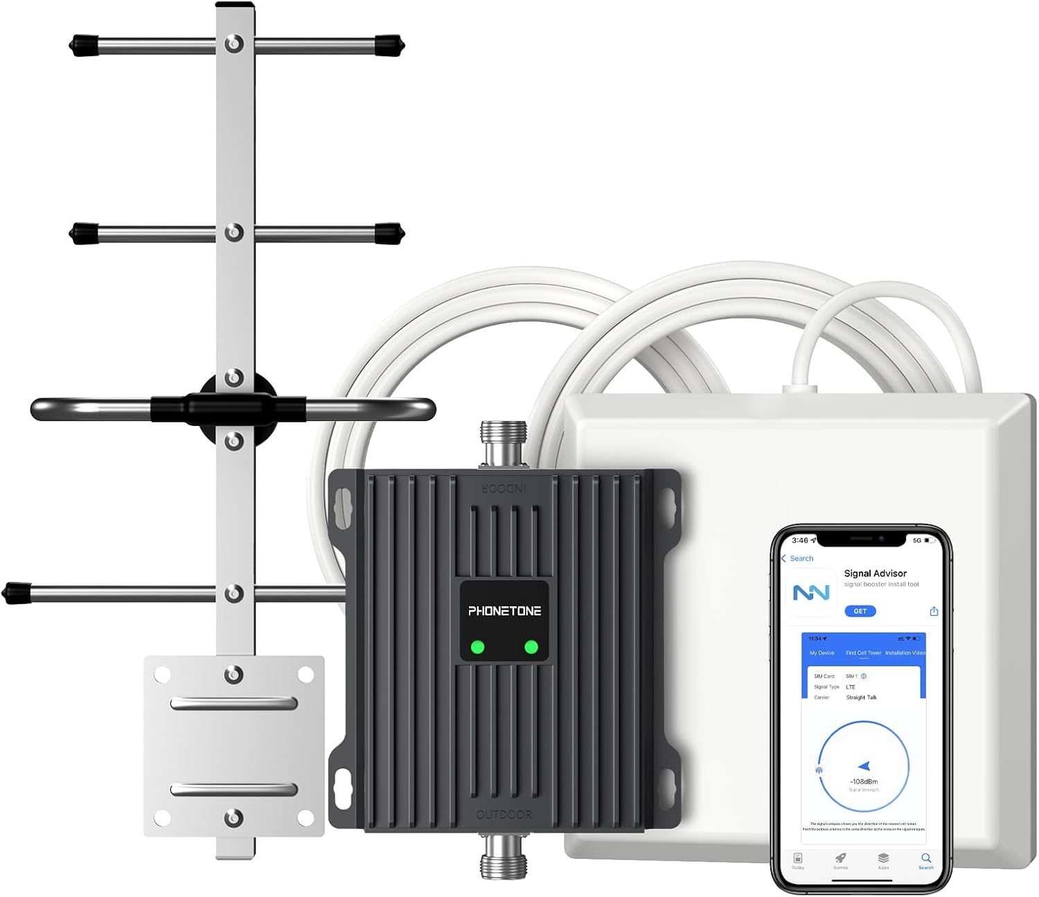 Cell Phone Signal Booster for Verizon and AT&T | Up to 4,500 Sq Ft | Boost 4G LTE 5G Signal on Band 12/13/17 | 65dB Dual Band Cellular Repeater with High Gain Antennas | FCC Approved
