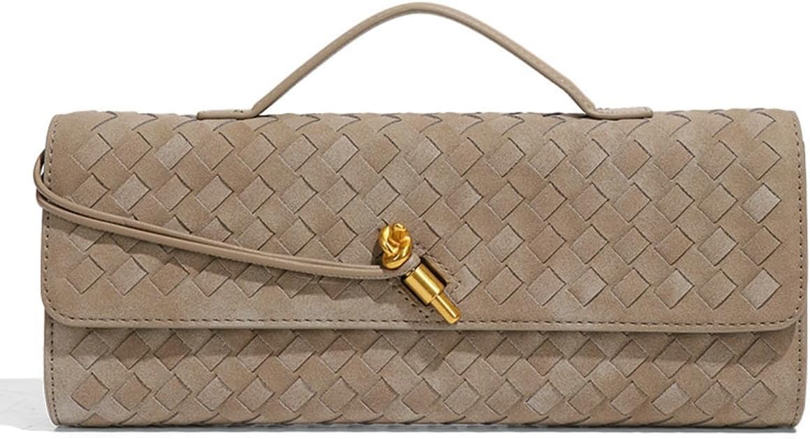 Suede Woven Evening Clutch Purses Women Crossbody Shoulder Hobo Handbag | Trendy Slouchy Woven Clutch Purses,Everyday Use for Party,Formal,Fresh Odor-Free,Fashion,Easy to Clean