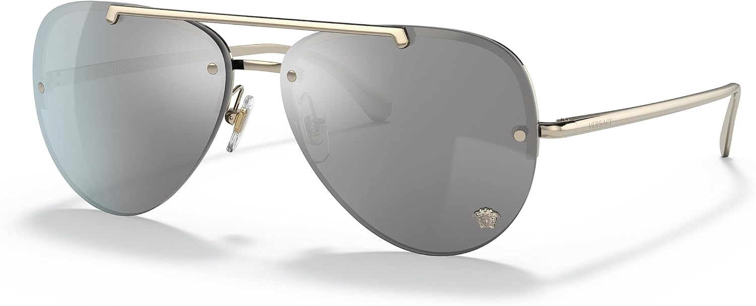 Versace VE2231 Sunglasses - (12526G) Pale Gold/Light Gray Mirror Silver - 60mm