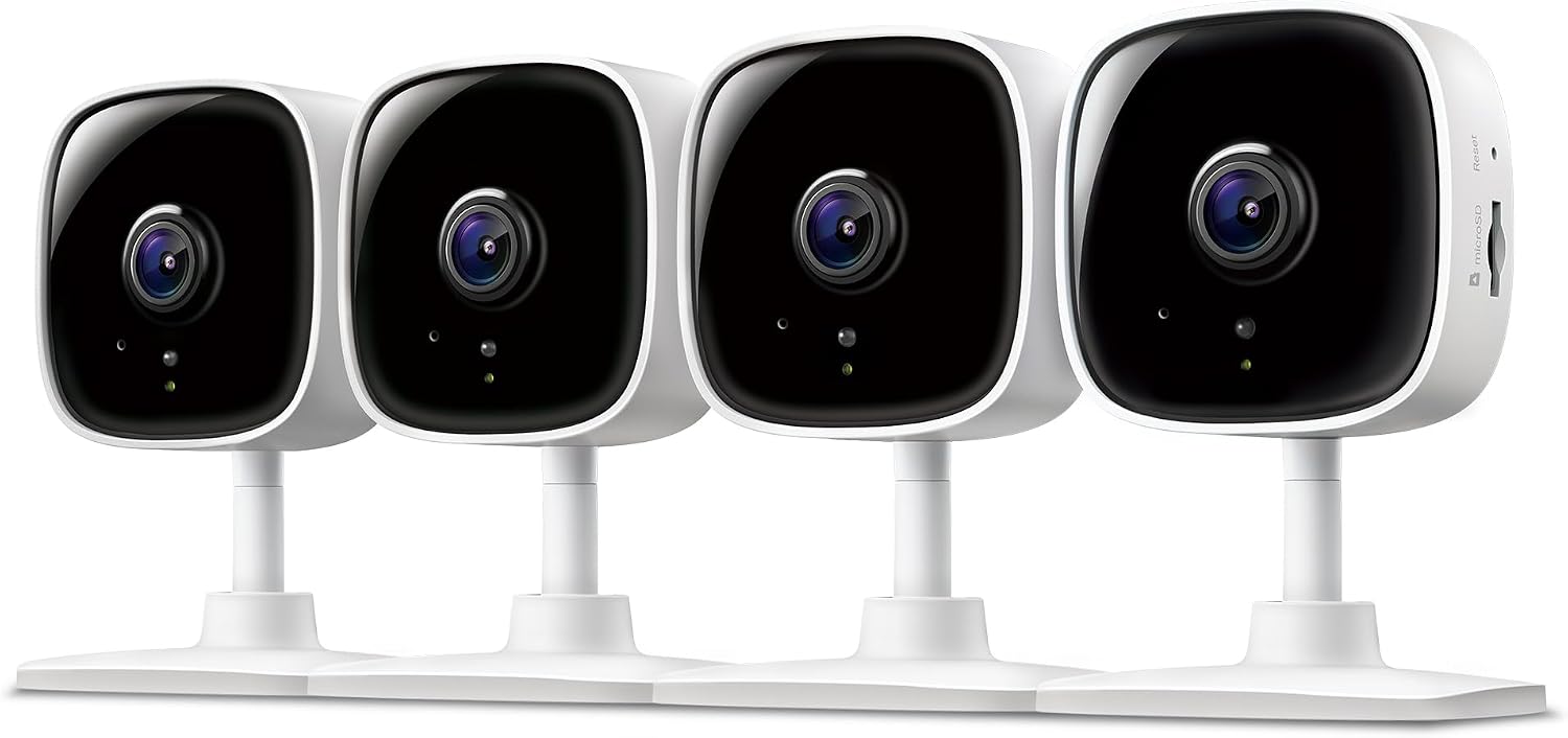 Tapo 1080P Indoor Security Camera, Baby Monitor, Dog Camera, C100(4-Pack) | Motion Detection, 2-Way Audio, Siren, Night Vision, Cloud & SD Card Storage, Works w/Alexa & Google Home, Wired