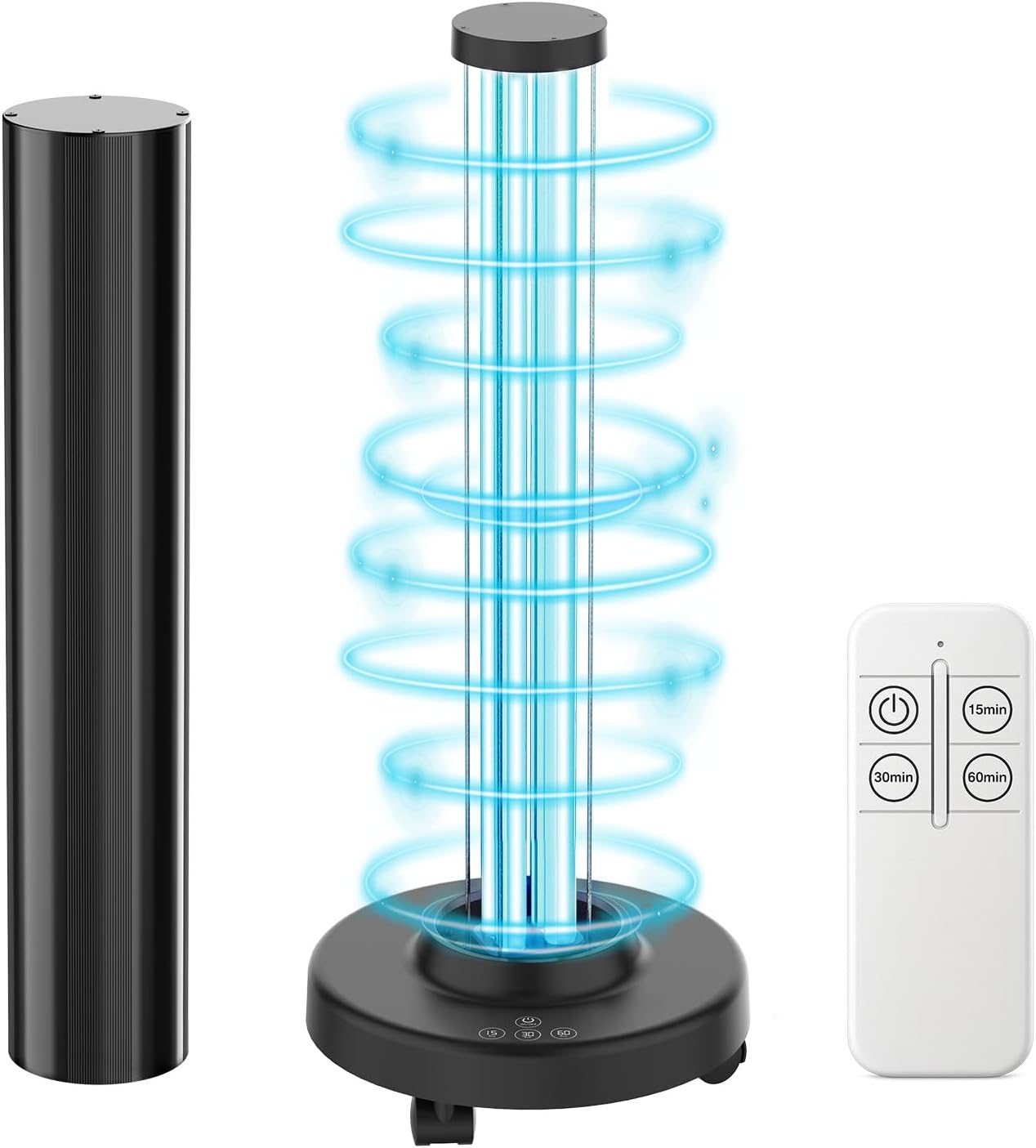 SANSI 120W UVC Cart with Wheels, Portable Mobile UV Light, Remote & 3 Timer, Ozone-Free, 16.4FT Power Cord, for Large Space