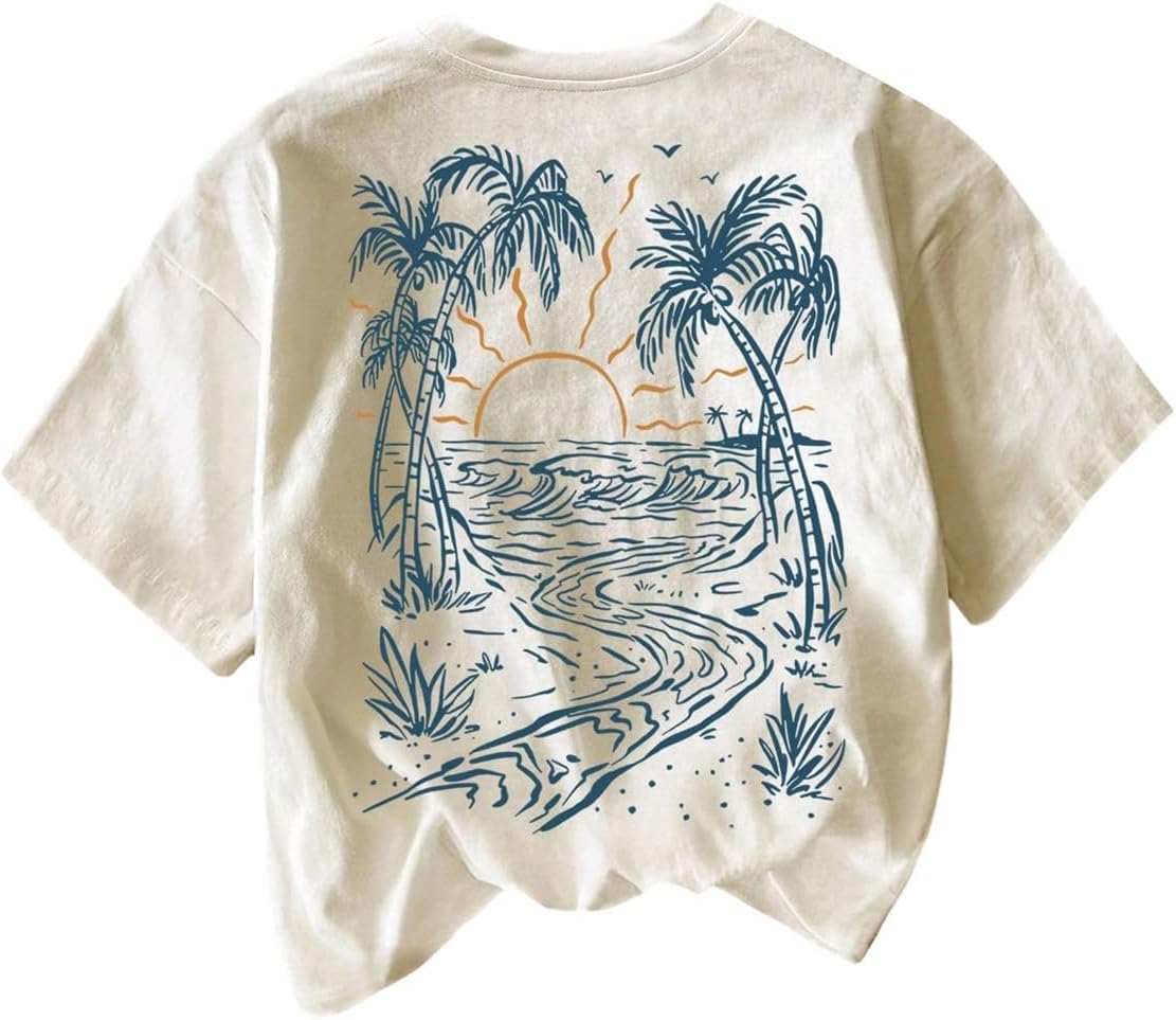 SOLY HUX Women's Summer Graphic Tee Tropical Short Sleeve Vacation Tops | Tropical Print, Crew Neck, Vacation T-shirts