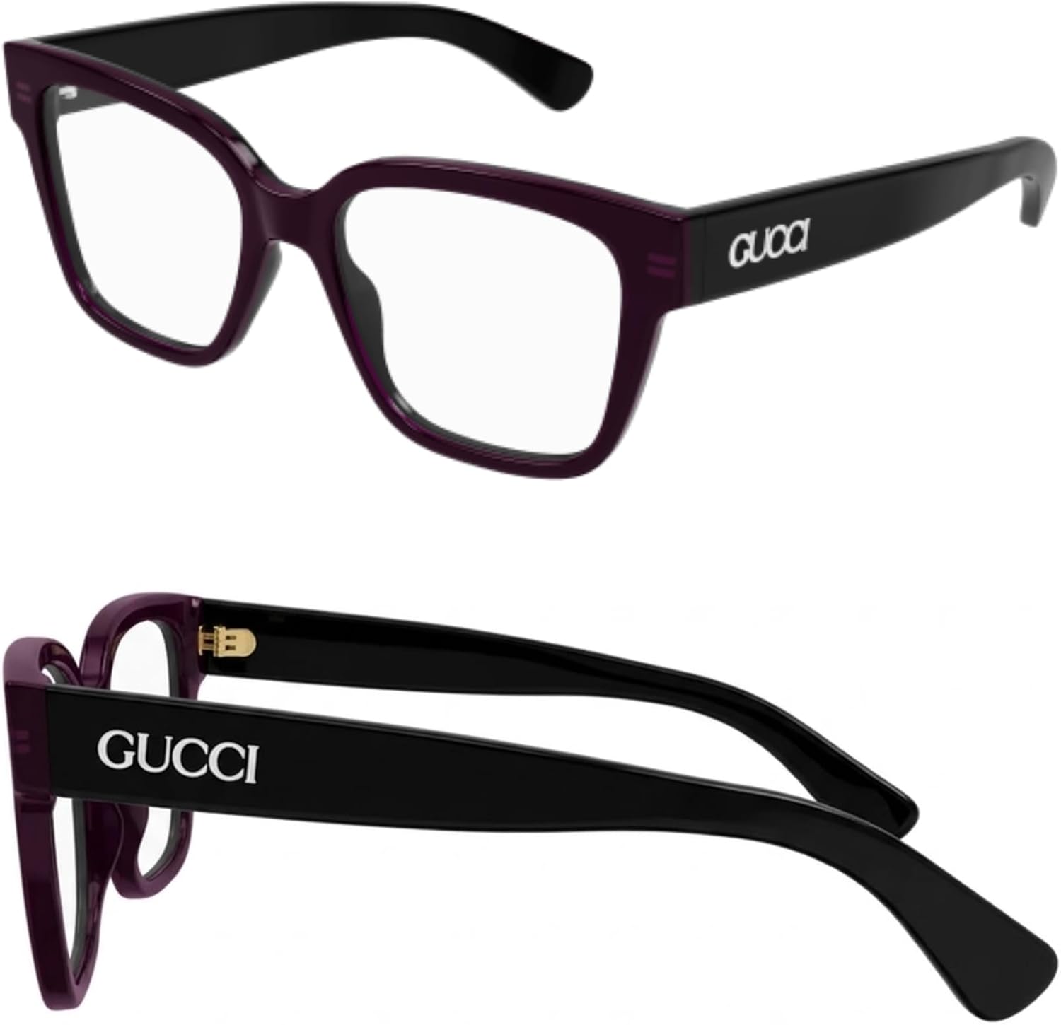 Gucci GG1791O Squared Cat-Eye Shape Lettering Logo Eyeglasses with Luxury Eyewear Kit
