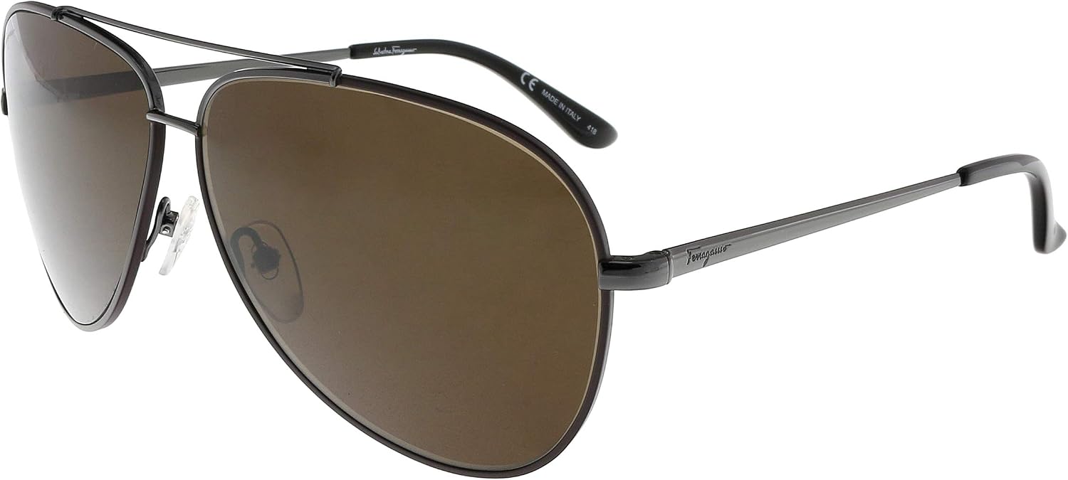 Salvatore Ferragamo Aviator Sunglasses SF131S 067 Gunmetal/Cocoa 60mm 131
