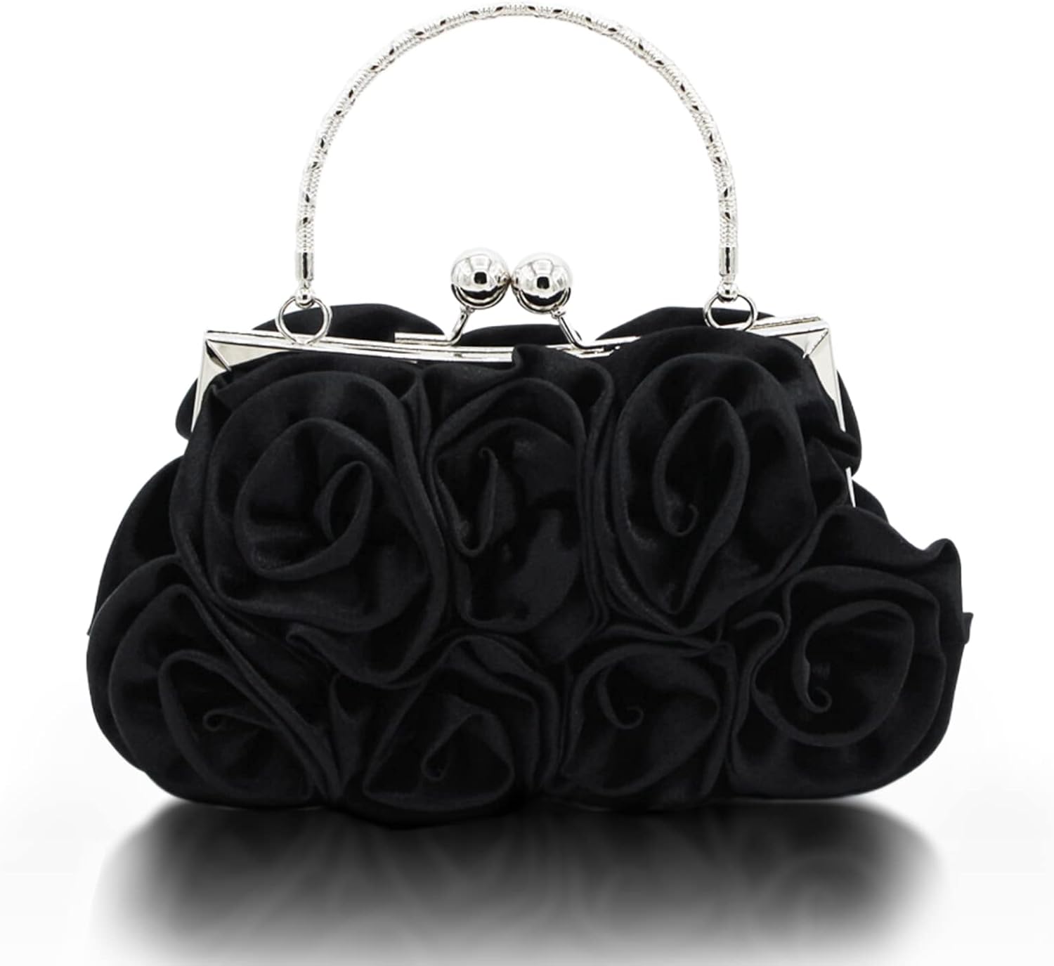JAMBHALA Women Evening Clutch Bag Floral Satin Small Purses with Detachable Strap for Wedding, Party, Prom