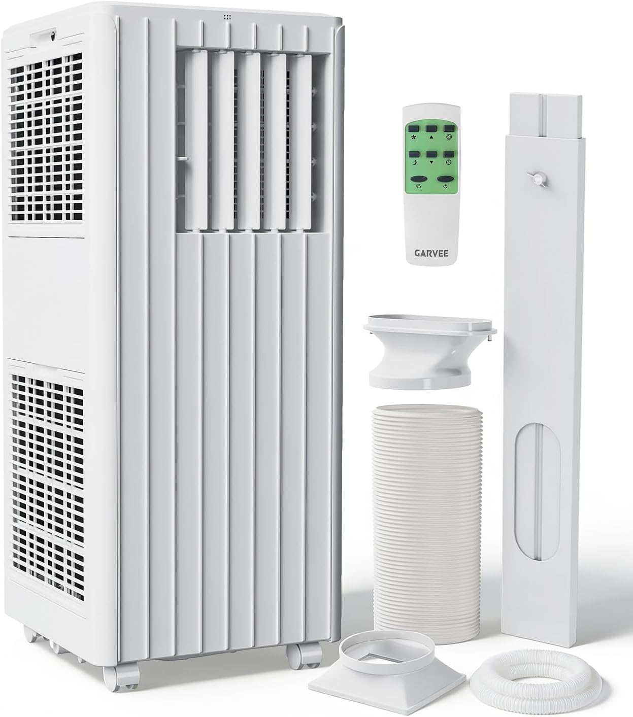 Garvee 8000 BTU Portable Air Conditioner, 3-in-1 Cooling, Dehumidifying & Fan for Rooms Up to 350 Sq. Ft | Quiet Sleep Mode | Energy-Saving 24-Hr Timer | AC Unit w/Remote & Full Window Kit, White